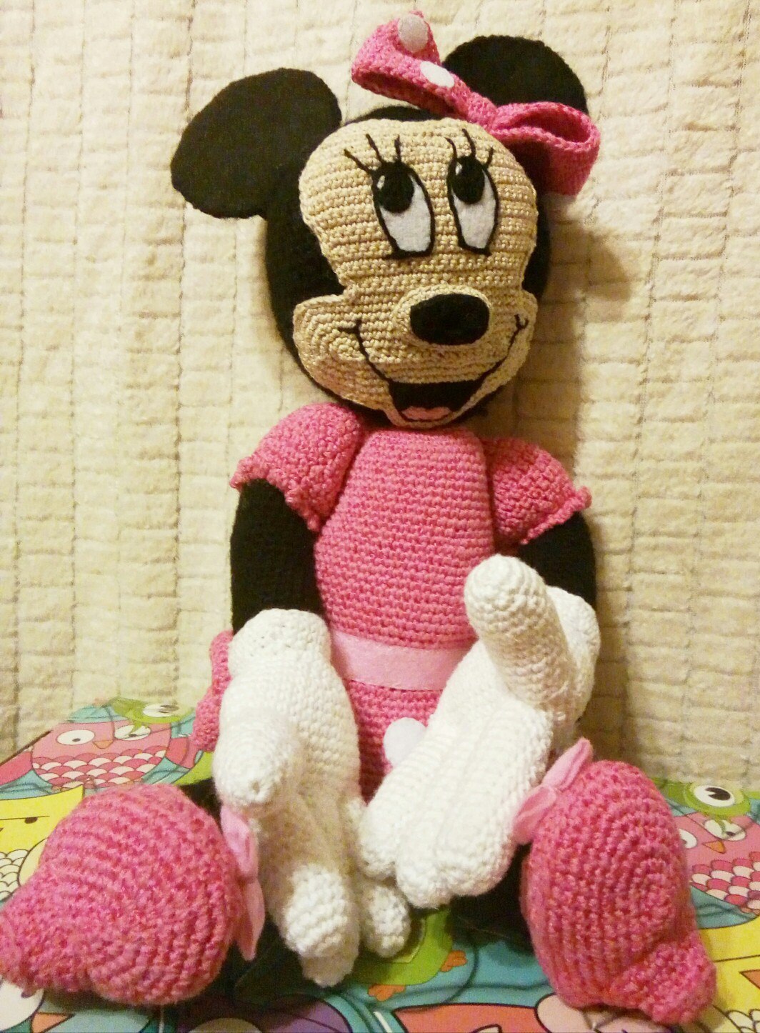 Minnie Mouse - My, Minnie mouse, Hook, Knitting, Longpost, Needlework without process