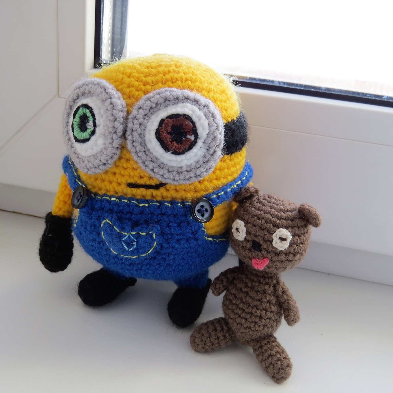 Minion Bob with teddy bear - My, Minions, Knitting, Crochet, Needlework, Needlework with process, Longpost