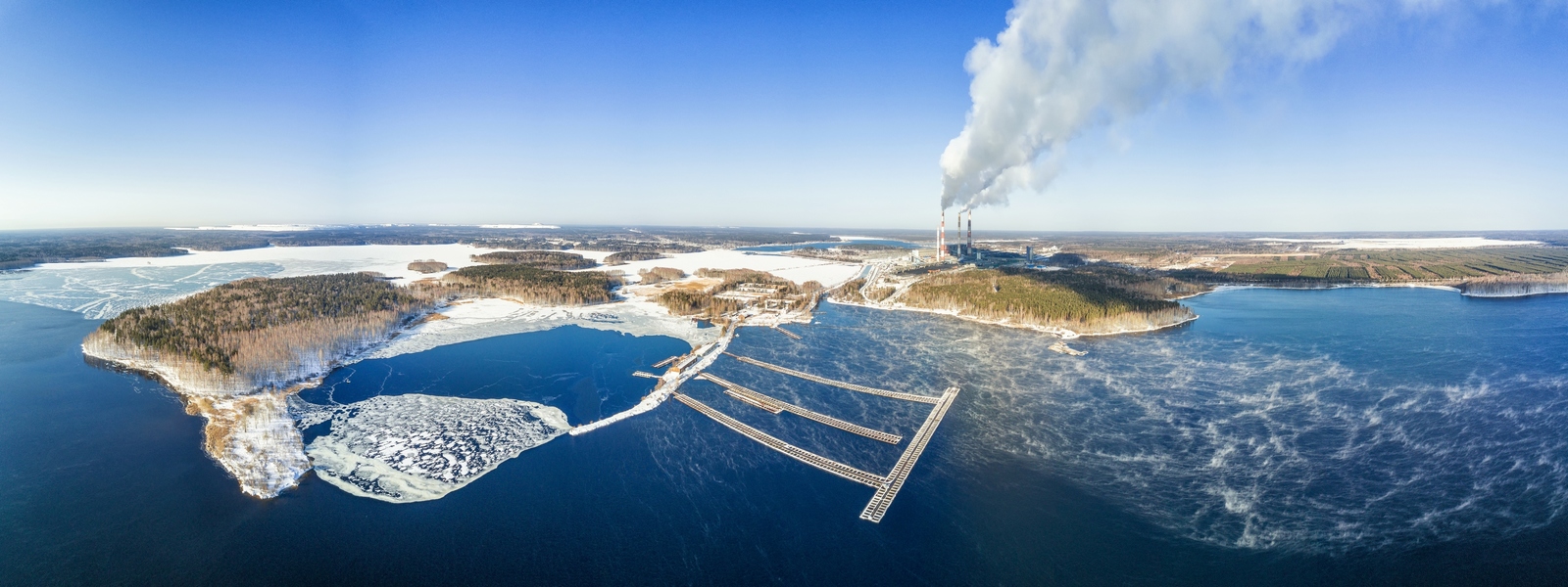 Аэропанорама Рефтинского водохранилища - Россия, Свердловская область, Фотография, Панорама, Водохранилище, Весна, Красота