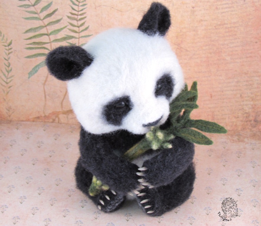 6 signs you are a panda... - My, Dry felting, Panda, Needlework without process, Longpost, Presents, Copyright, Wool toy