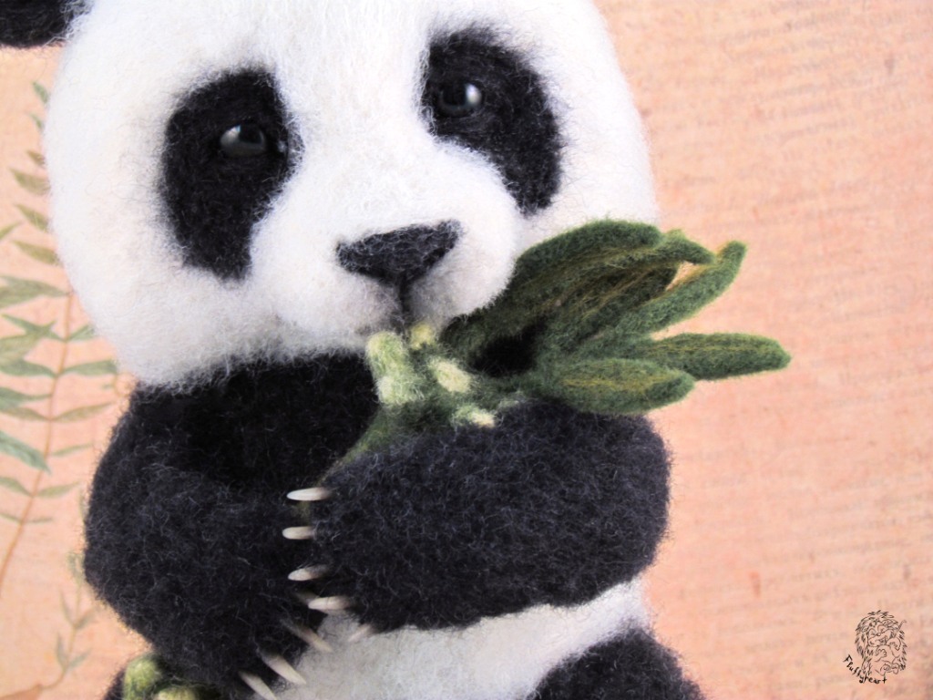 6 signs you are a panda... - My, Dry felting, Panda, Needlework without process, Longpost, Presents, Copyright, Wool toy