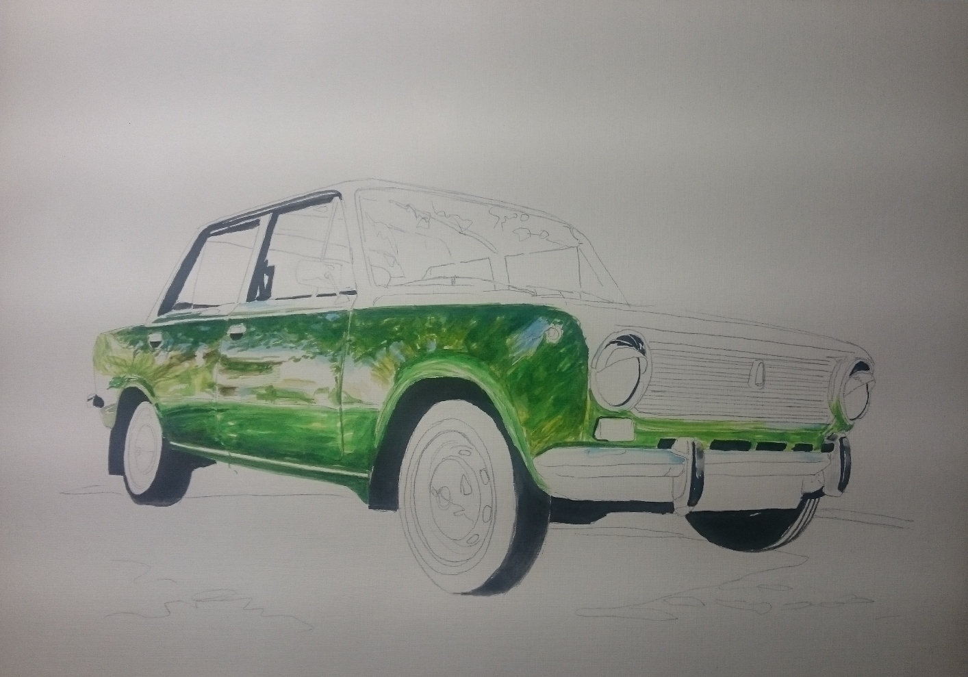 Retro auto №4 (A3 paper / watercolor) - My, Watercolor, Car, Painting, Painting, Retro, Auto, Longpost