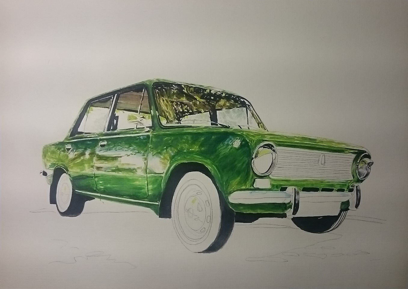 Retro auto №4 (A3 paper / watercolor) - My, Watercolor, Car, Painting, Painting, Retro, Auto, Longpost