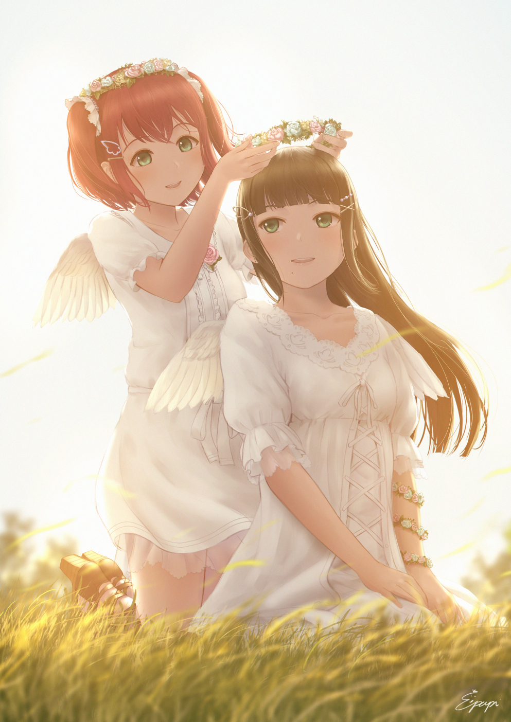 Angels - Anime Art, Аниме, Love live! Sunshine!!, Kurosawa Dia, Kurosawa ruby, Papi