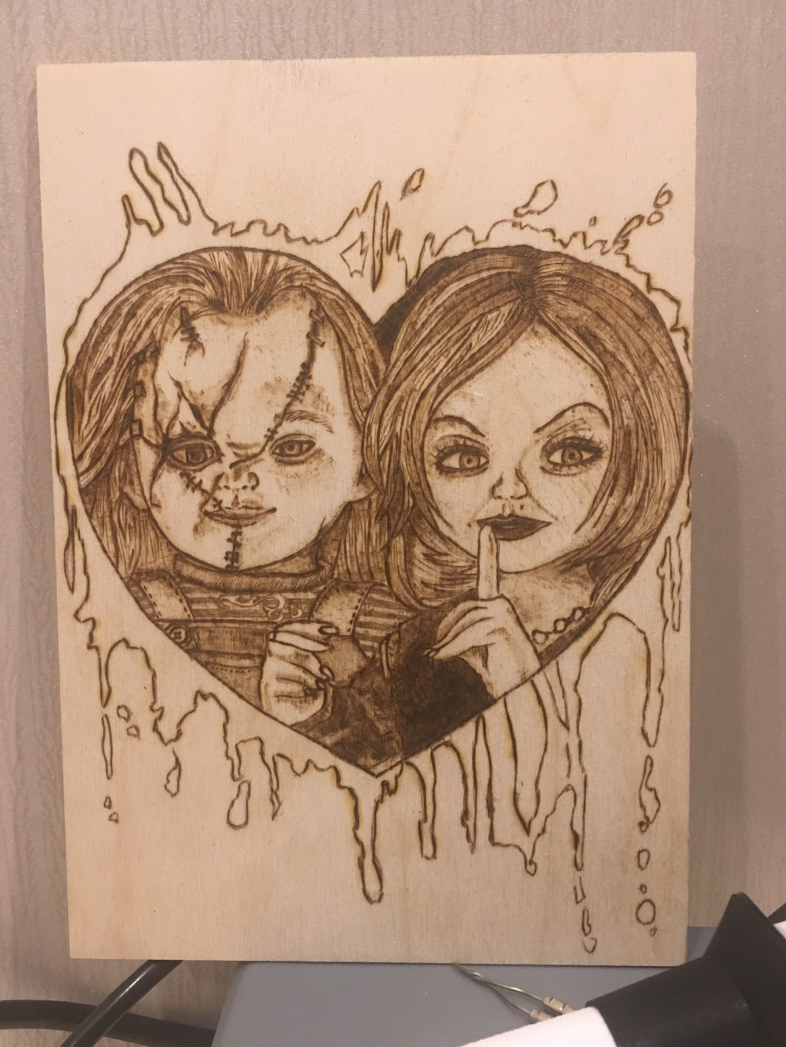 Love is evil - My, Pyrography, Burning out, Needlework with process, With your own hands, Longpost