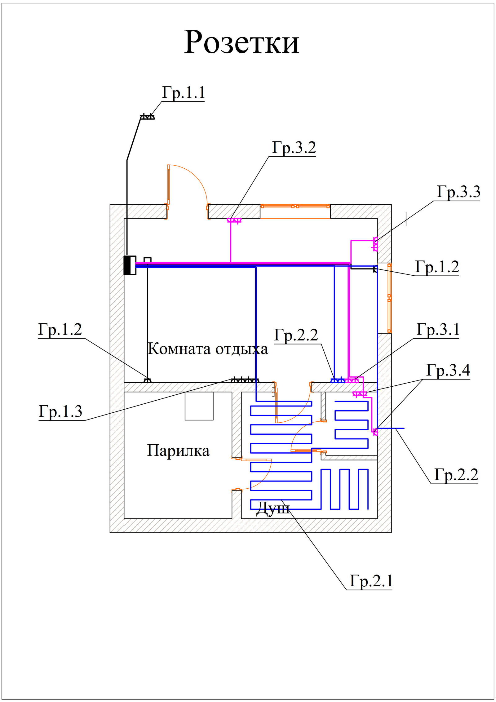 Bath continuation. Electricity. Project - My, Bath, Wiring, Building, Longpost