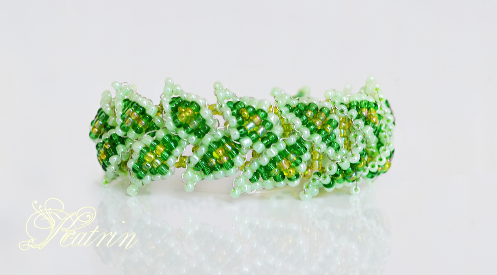 Beaded bracelet Forest - My, Beading, , Forest, Leaves, Green, For girls, Presents, Needlework without process, Longpost