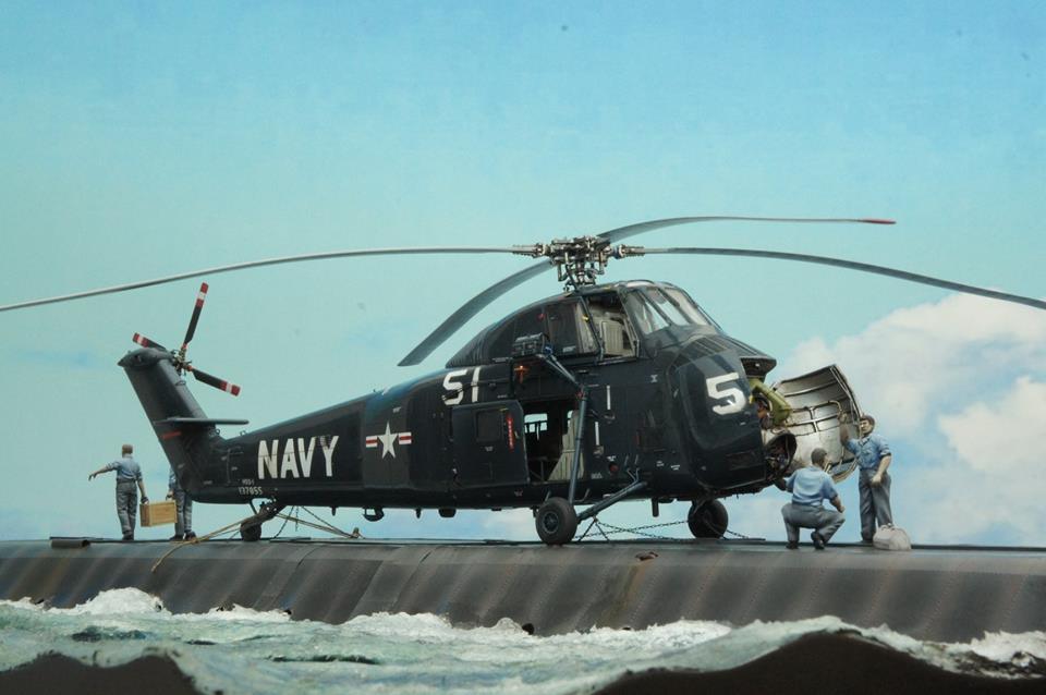 HSS-1 ON USS CORPORAL SUBMARINE DECK - Stand modeling, Navy, Helicopter, Submarine, Emergency landing, The photo, Longpost, Submarine