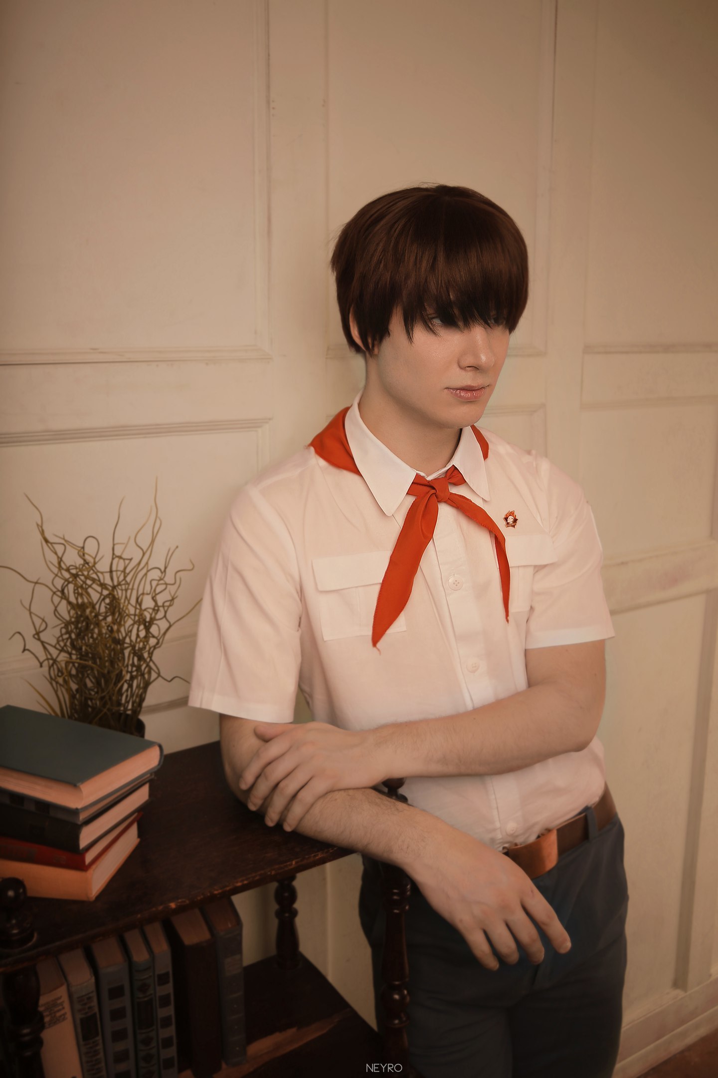 Why look after the library when you can sleep in it? - My, Visual novel, Endless summer, Cosplay, Russian cosplay, Zhenya, Semyon, , Workers' Children, Longpost