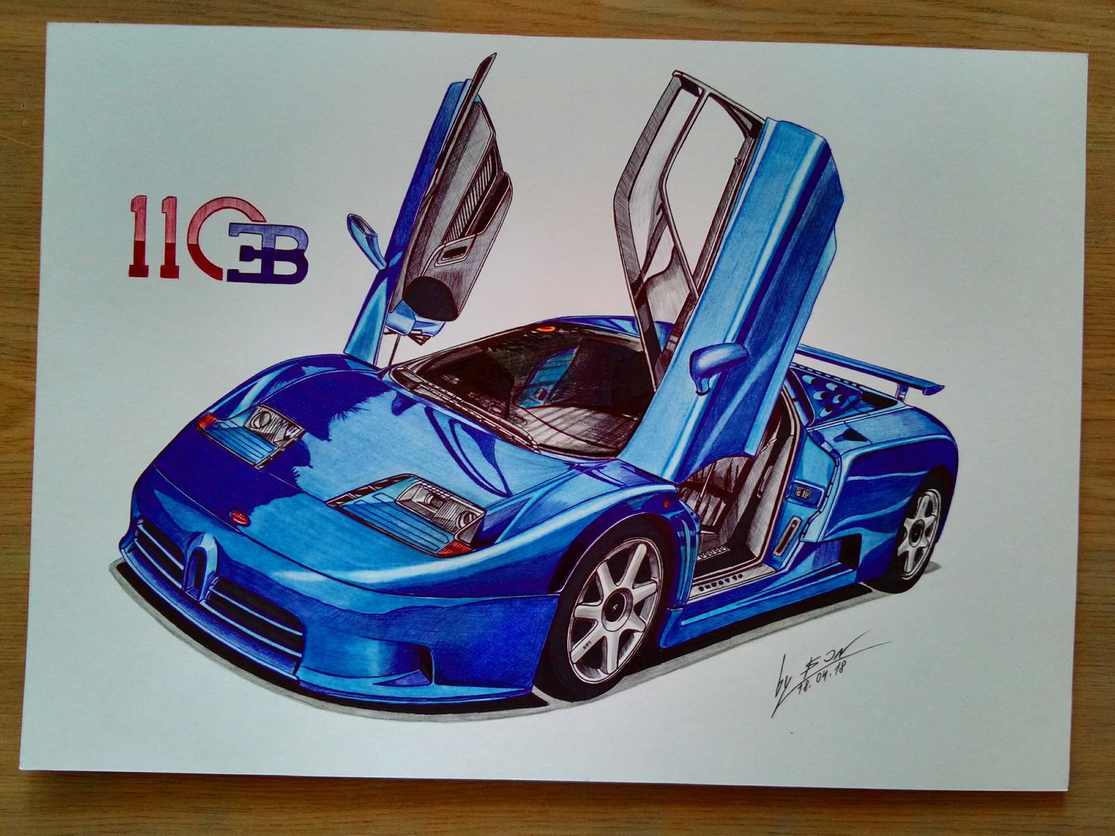 Bugatti EB 110 SS (1991-95) - Моё, Авто, Bugatti, Bugatti eb110 SS, Спорткар, Рисунок, Арт, Карандаш, Ручка