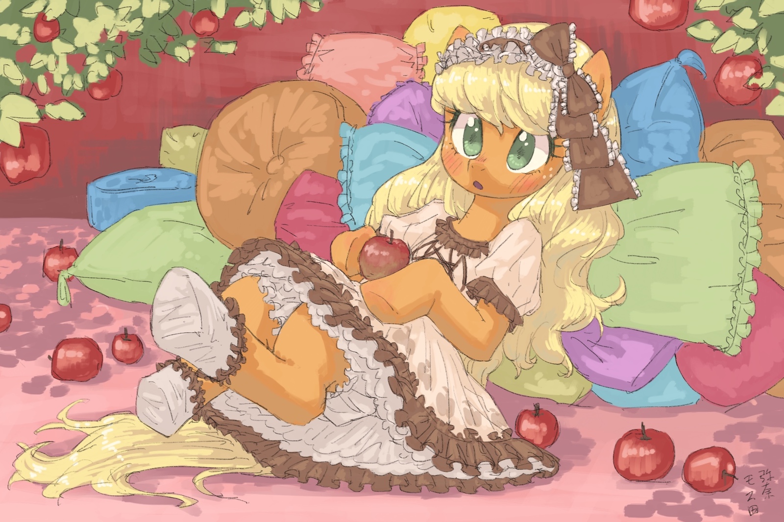 Пони с яблоками - My Little Pony, PonyArt, Applejack, Yanamosuda