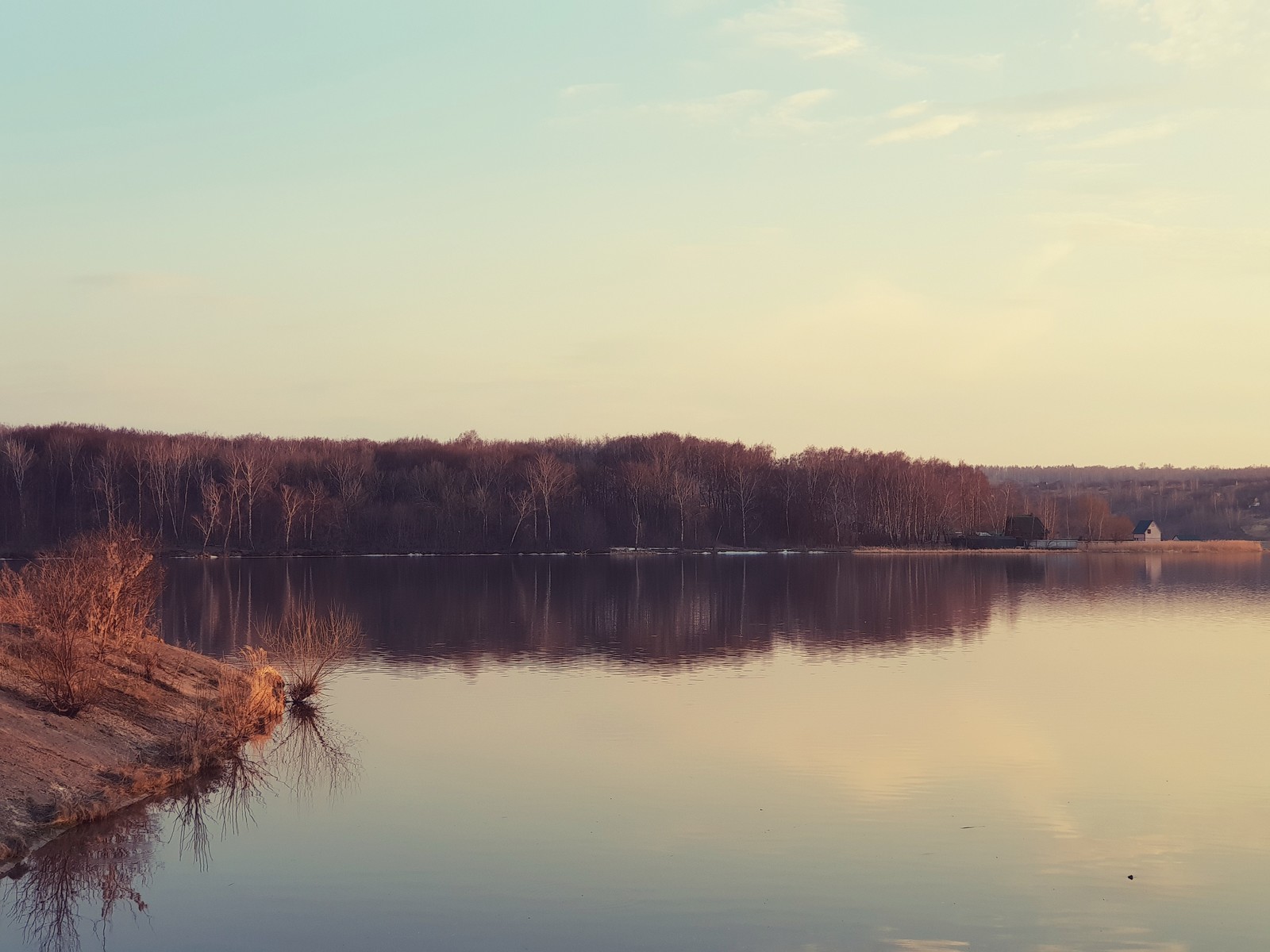 Spring at the reservoir. - My, Spring, Tula region, Sunset, Nature, Water, Longpost