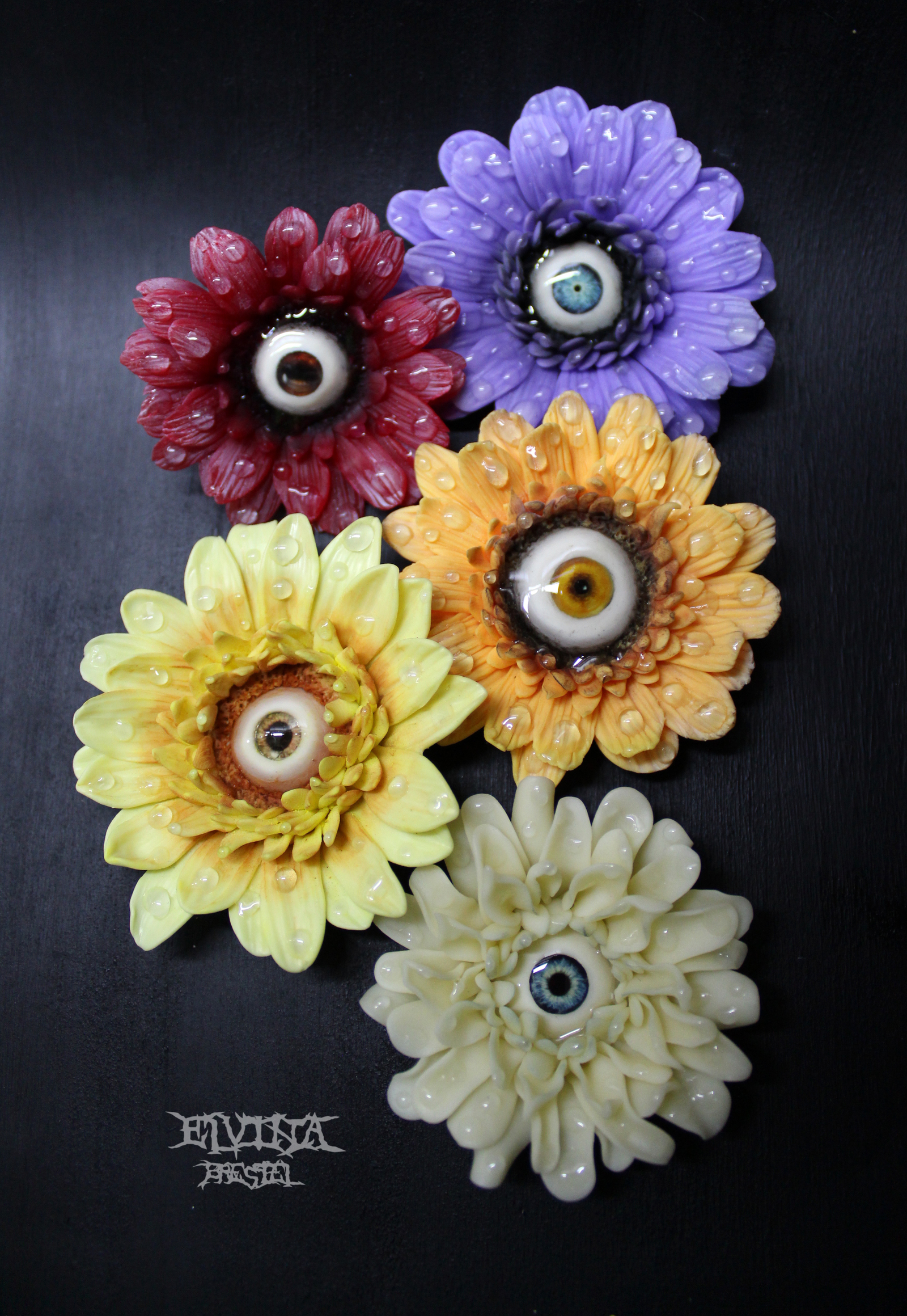 Polymer clay gerberas - My, Polymer clay, Gerberas, Kripota, Eyes, Longpost