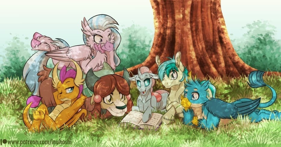 Six under the tree - Yona, Gallus, Ocellus, Sandbar, Silverstream, Smolder, My little pony, MLP Season 8