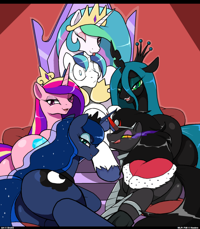 Harem Vatica. Or Shining, the difference is small. - My little pony, Shining armor, Princess celestia, Princess luna, Queen chrysalis, MLP Edge, Shipping