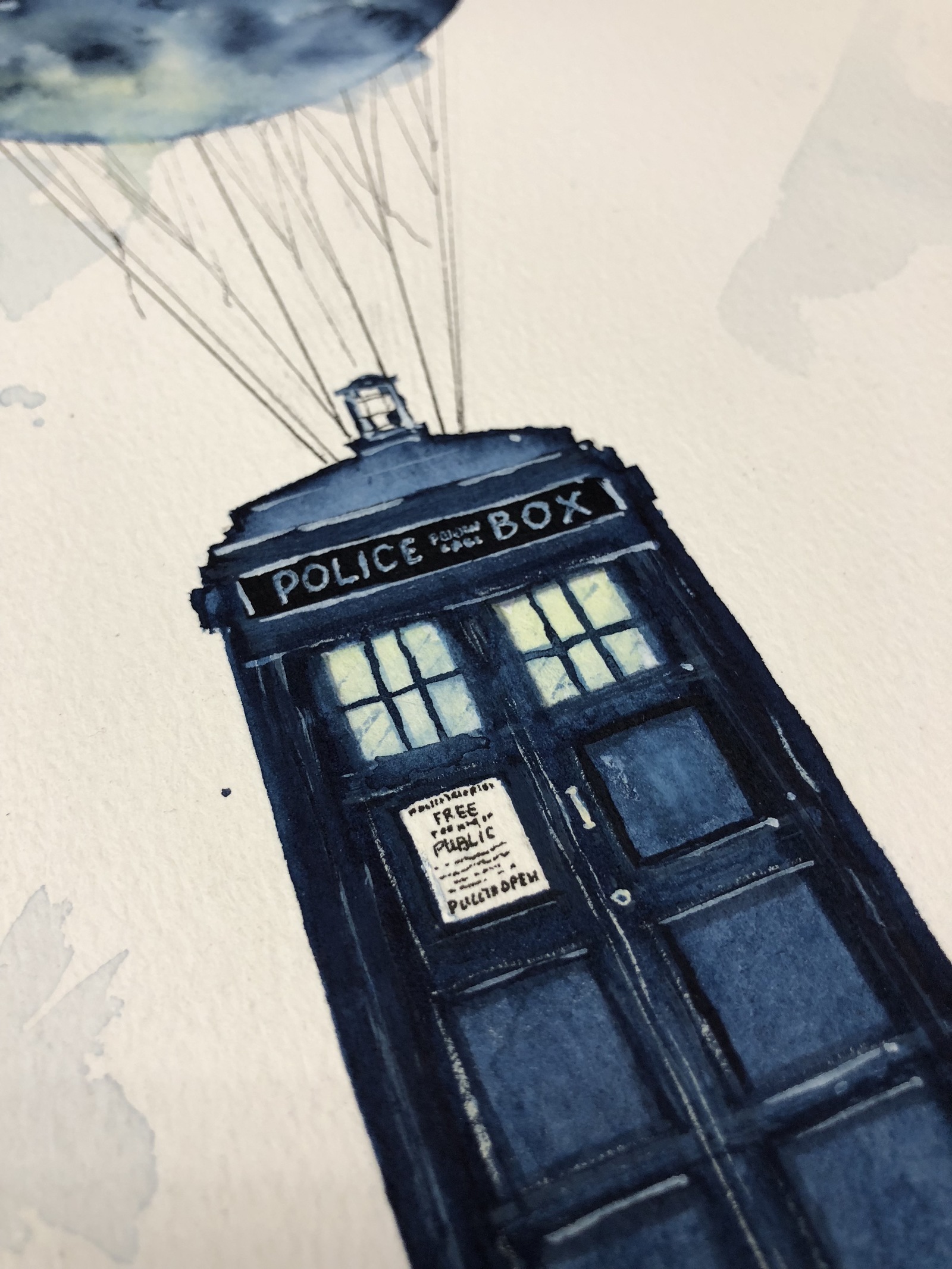 Tardis Watercolor - My, TARDIS, , Doctor Who, Watercolor, Longpost