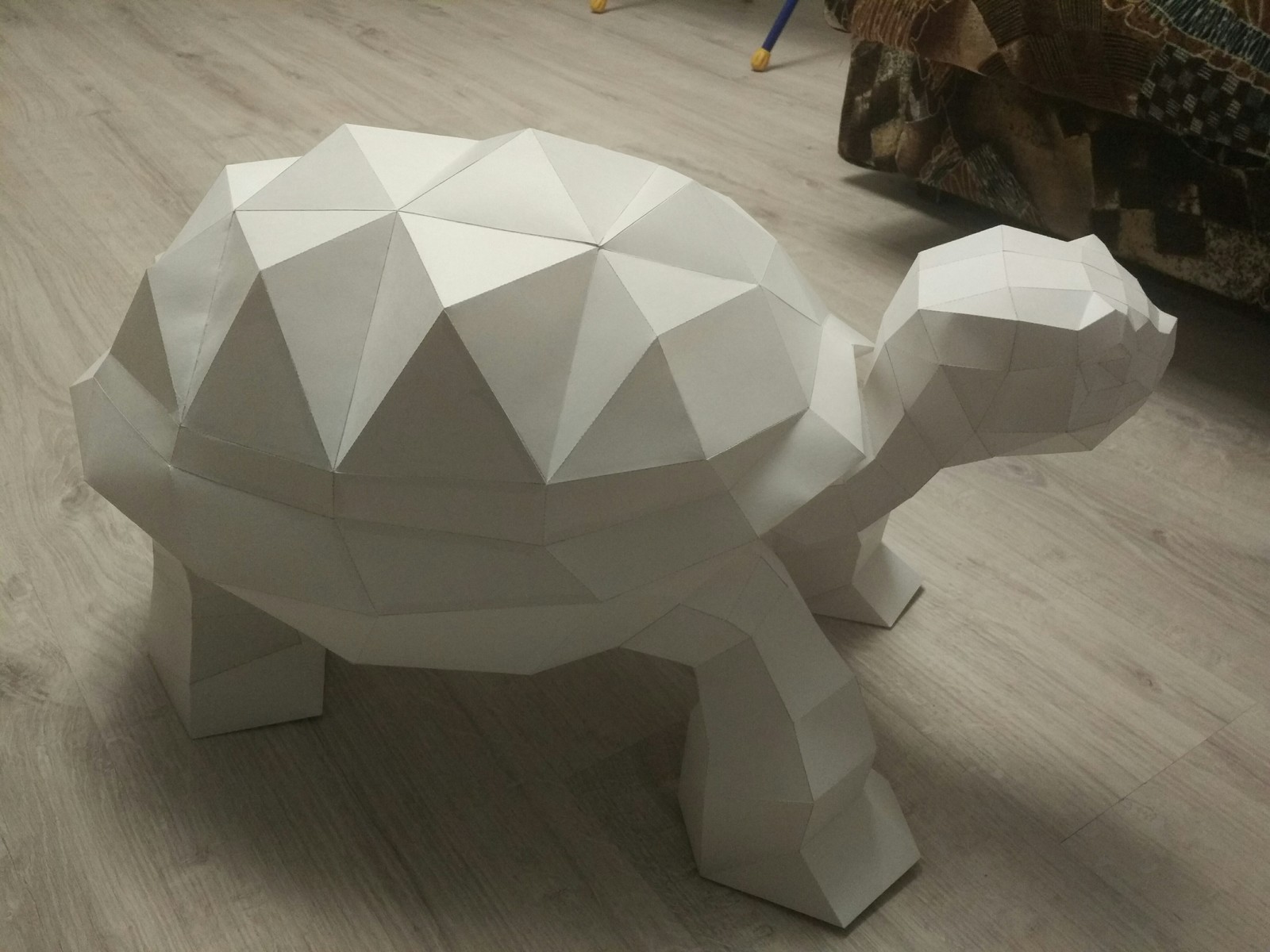 Paper art: polygonal turtle - My, Papercraft, Turtle, Handmade, Creation, Longpost