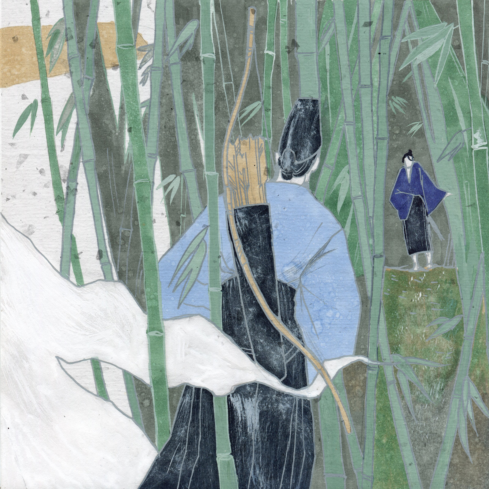 Ryunosuke Akutagawa In the thicket - II - My, Longpost, Illustrations, Marker, Japan, Drawing, Art, Ryunosuke Akutagawa