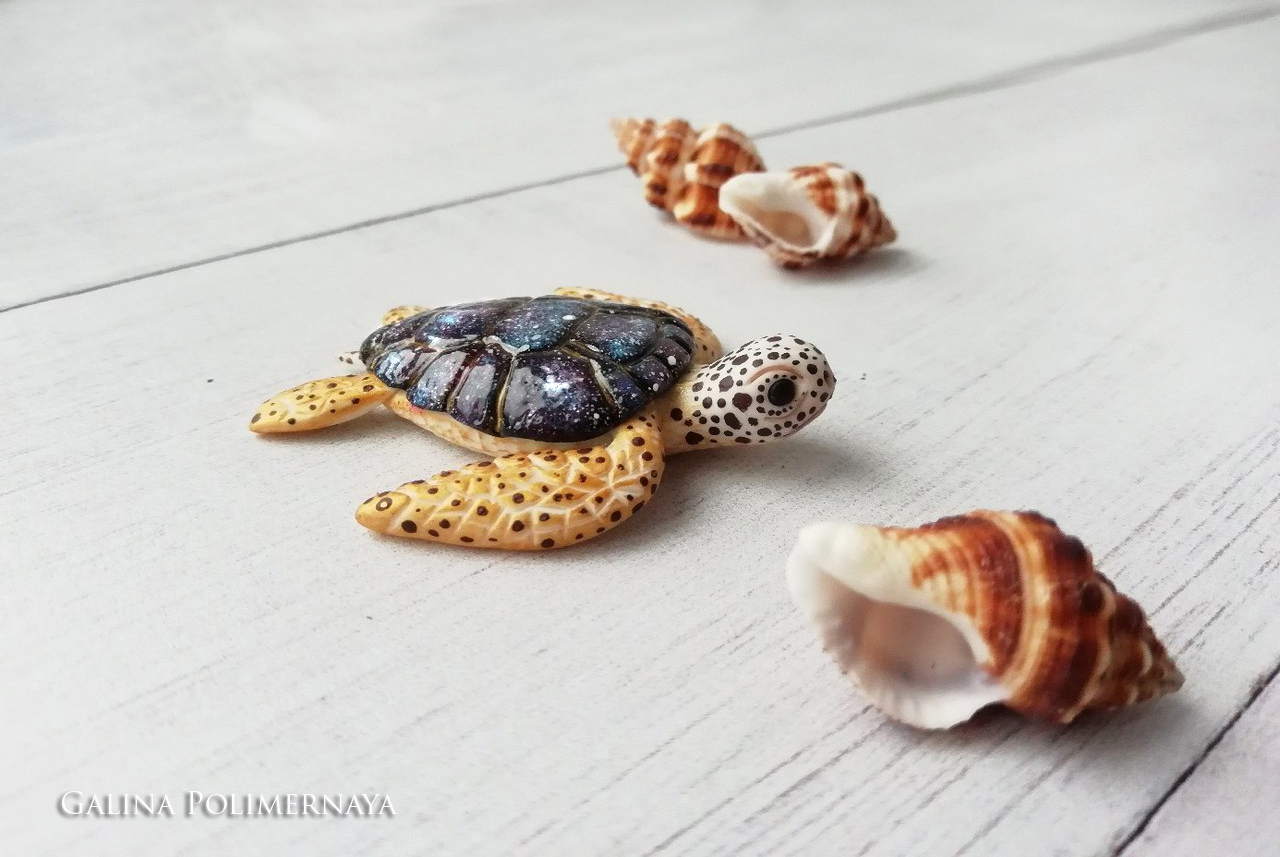 Brooch Space turtle - My, Turtle, Brooch, Space, Polymer clay, Лепка, Needlework without process, Handmade, Longpost