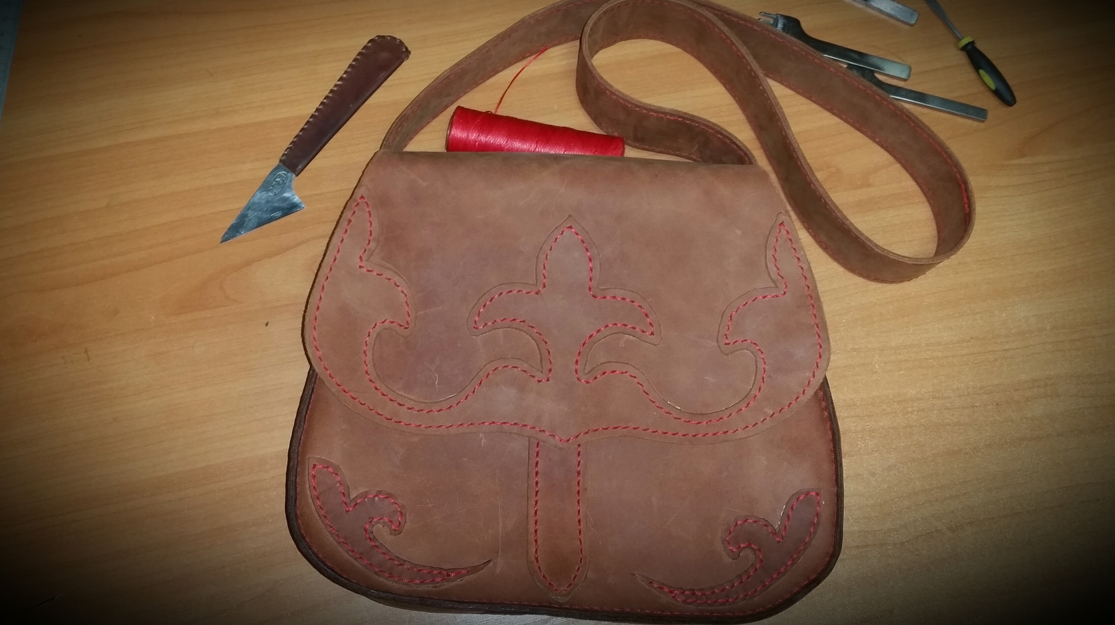 My first bag - My, Leather, With your own hands, Сумка