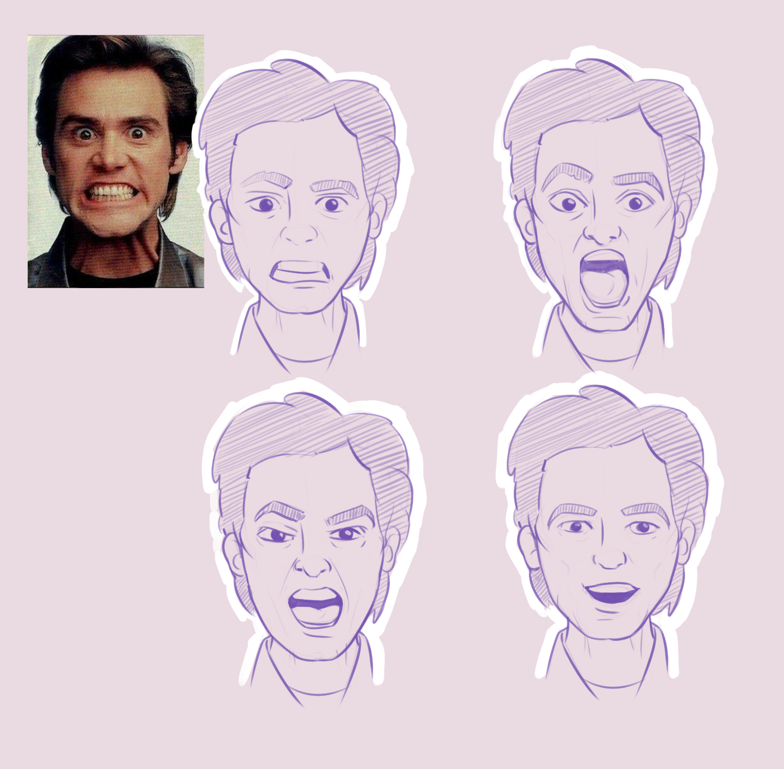 We train emotions - My, Manahovart, Portrait, Line, Emotions, Sketch, Animation, Jim carrey, Drawing, Cartoons