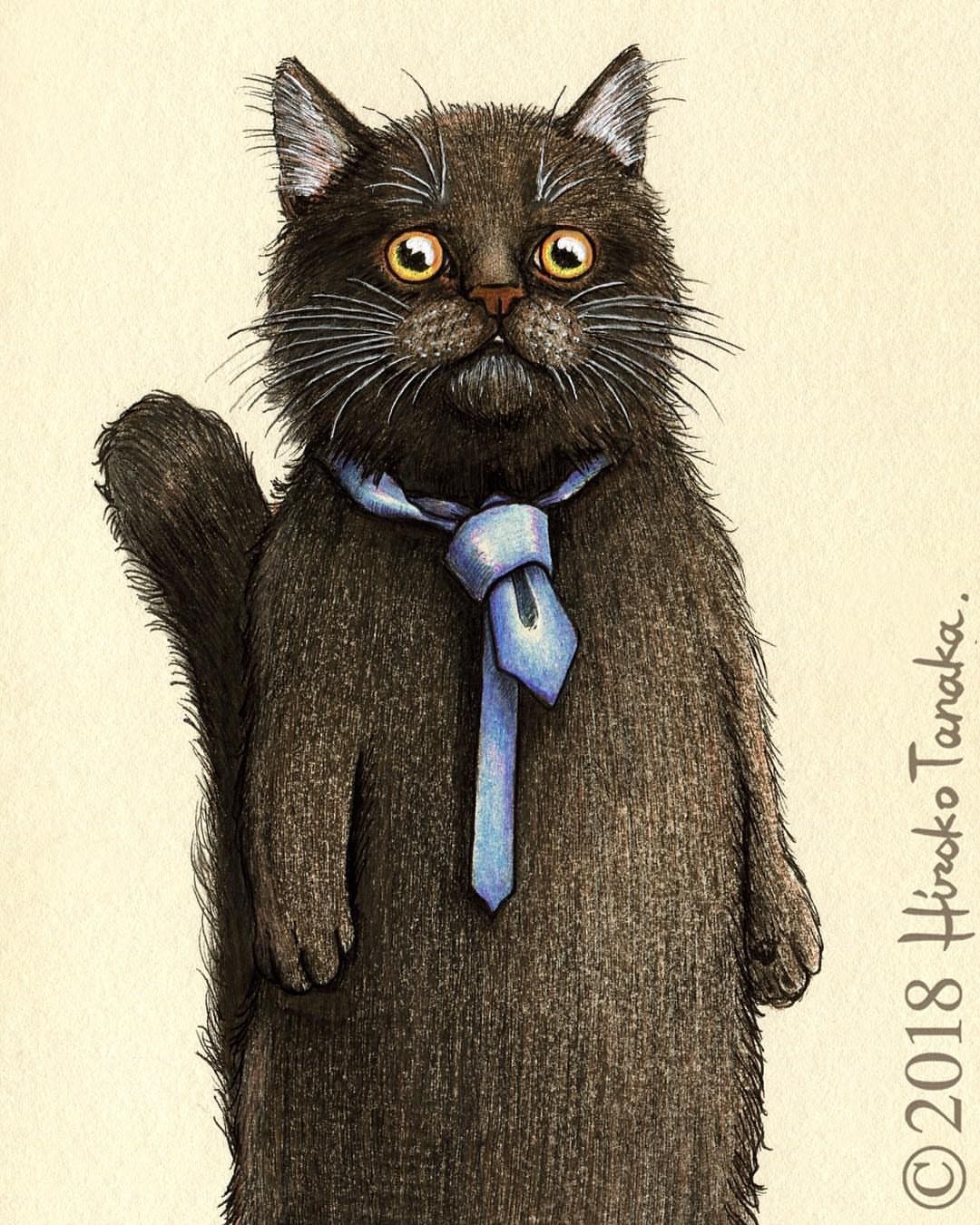 Gorgeous cats by Hiroko Tanaka - cat, Illustrations, Drawing, Animals, Portrait, Sketchbook, Longpost