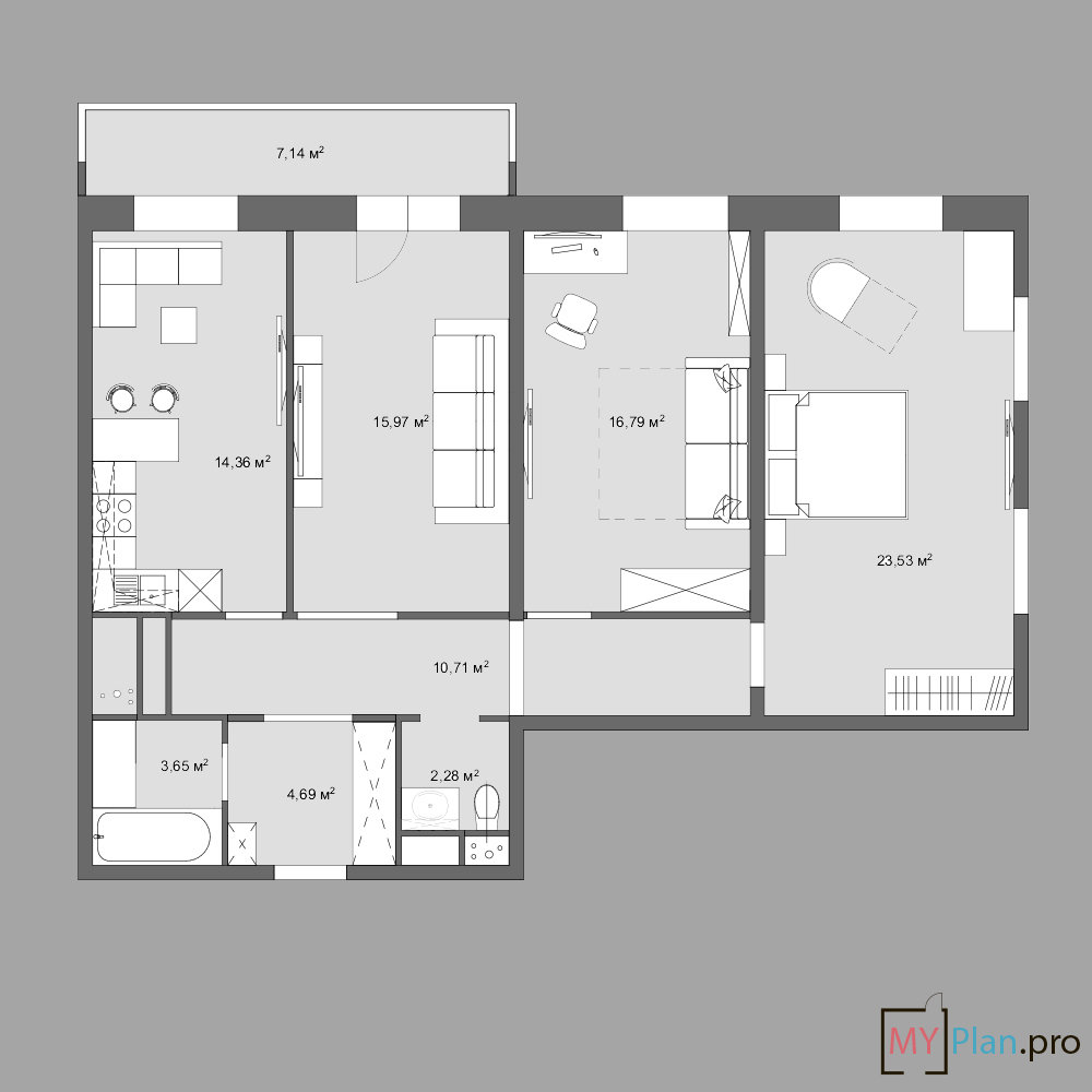 Three options for one apartment Part 2 - My, Layout, , Arrangement, Interior Design, Longpost