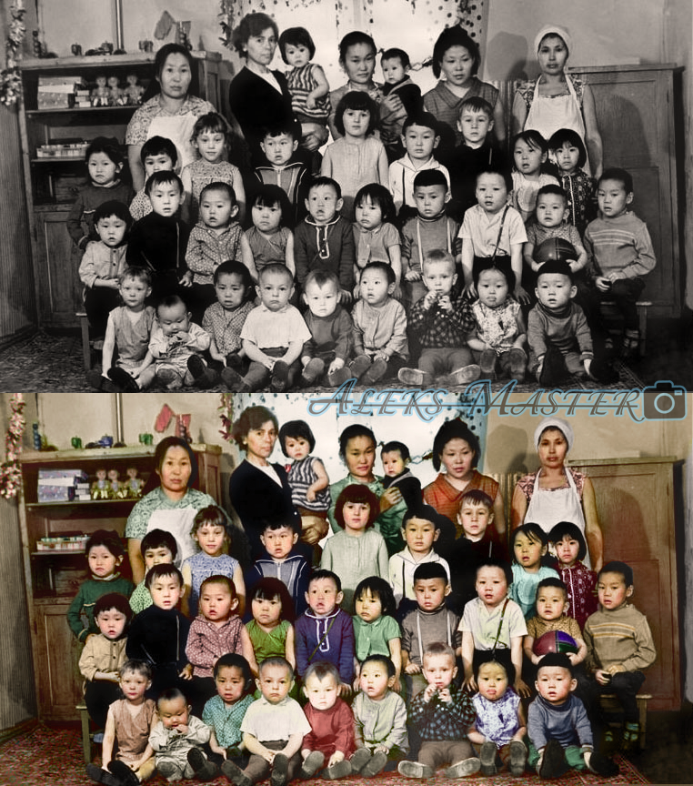 Restoration of photographs. Coloring black and white photographs. - My, Photo restoration, Colorization, , Longpost