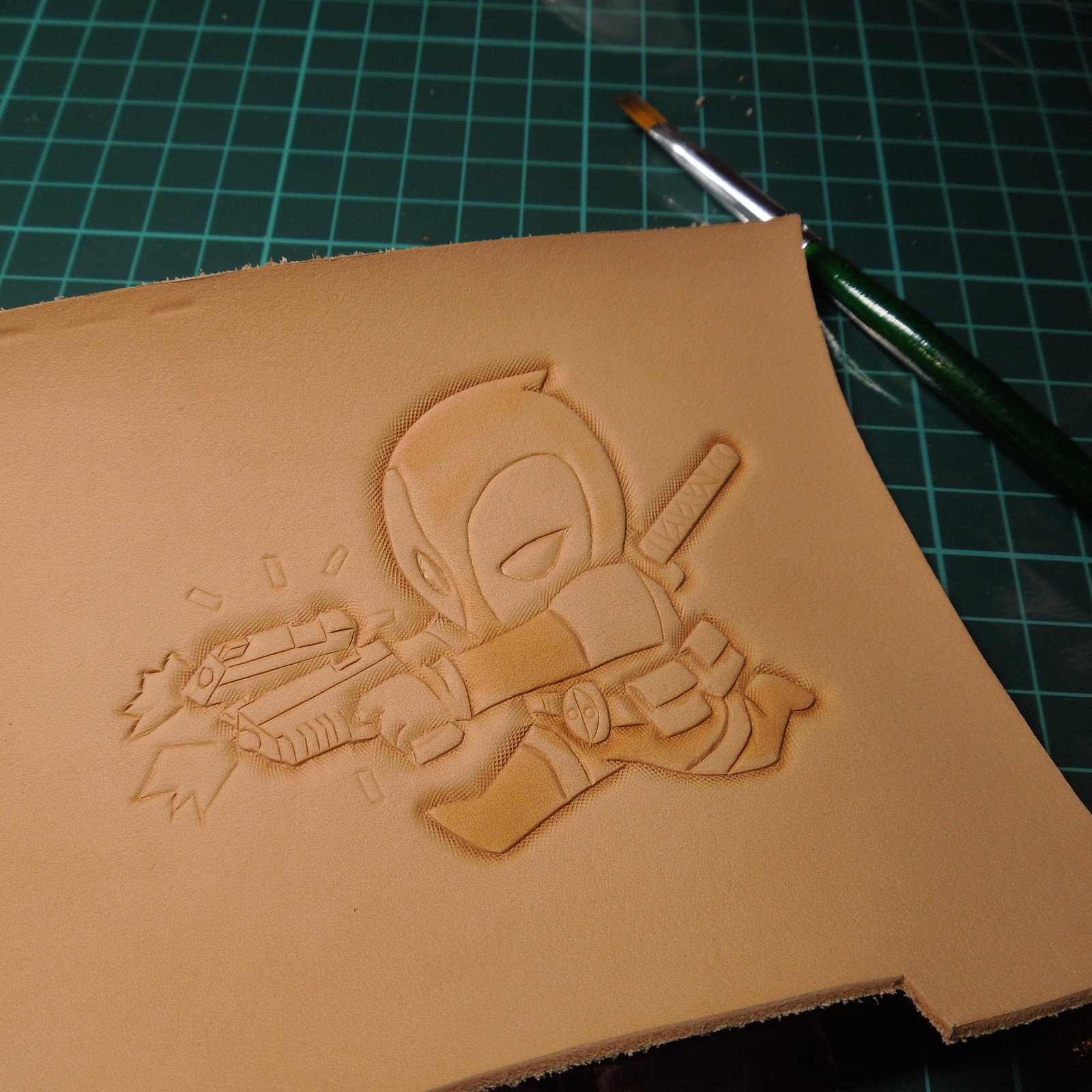 Wallet Deadpool - My, Leather, Handmade, Wallet, Embossing on leather, Marvel, Deadpool, Longpost