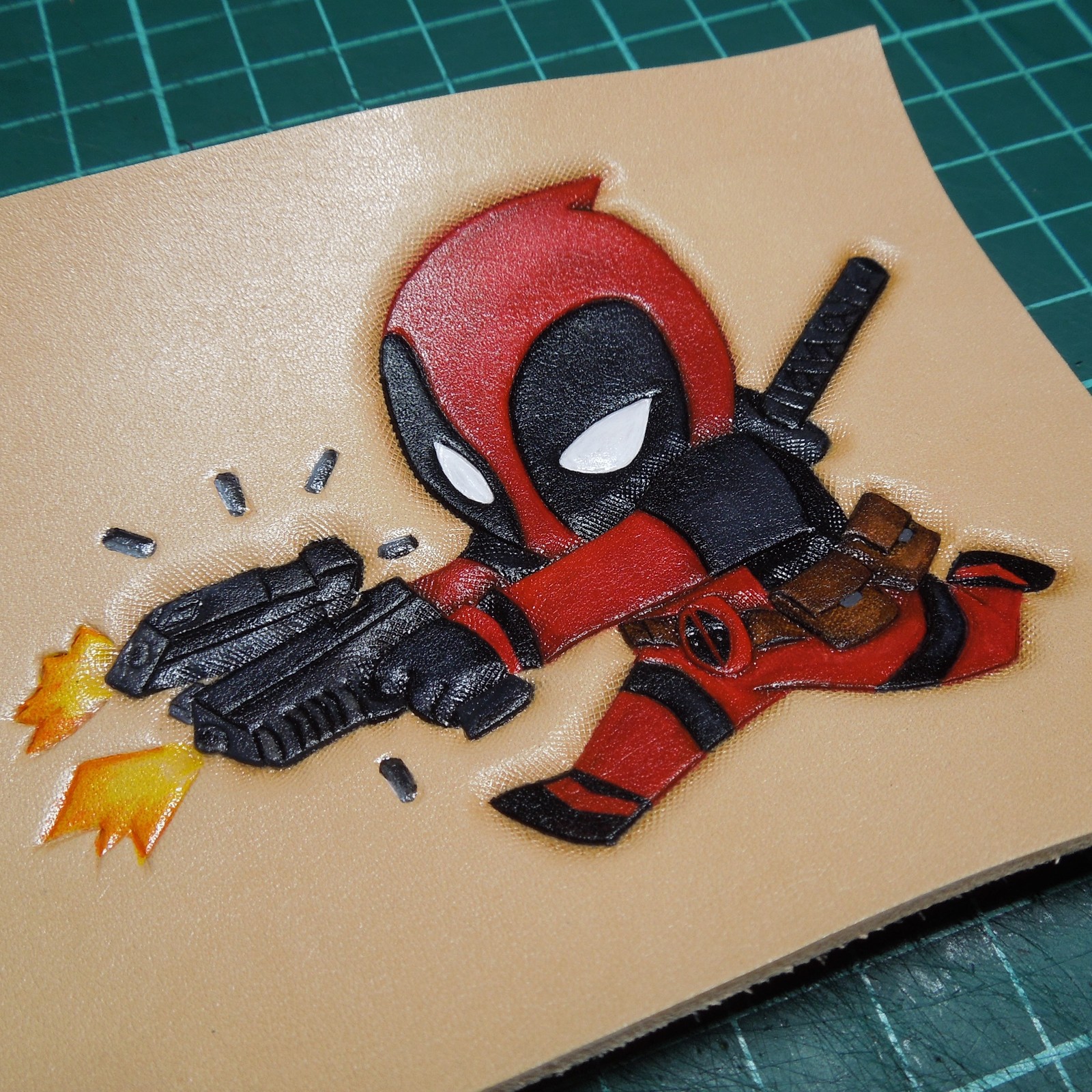 Wallet Deadpool - My, Leather, Handmade, Wallet, Embossing on leather, Marvel, Deadpool, Longpost