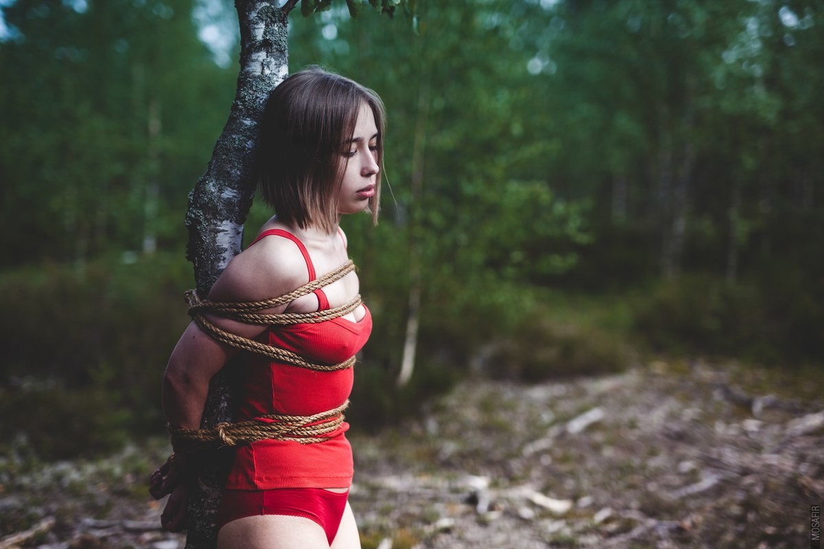 On nature! [2] - NSFW, Bondage, Girls, Rope, Boobs, Longpost, Nature, Shibari