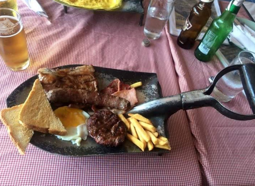 Plates?! - Omelette, Cutlets, Sausage, Shovel, A restaurant