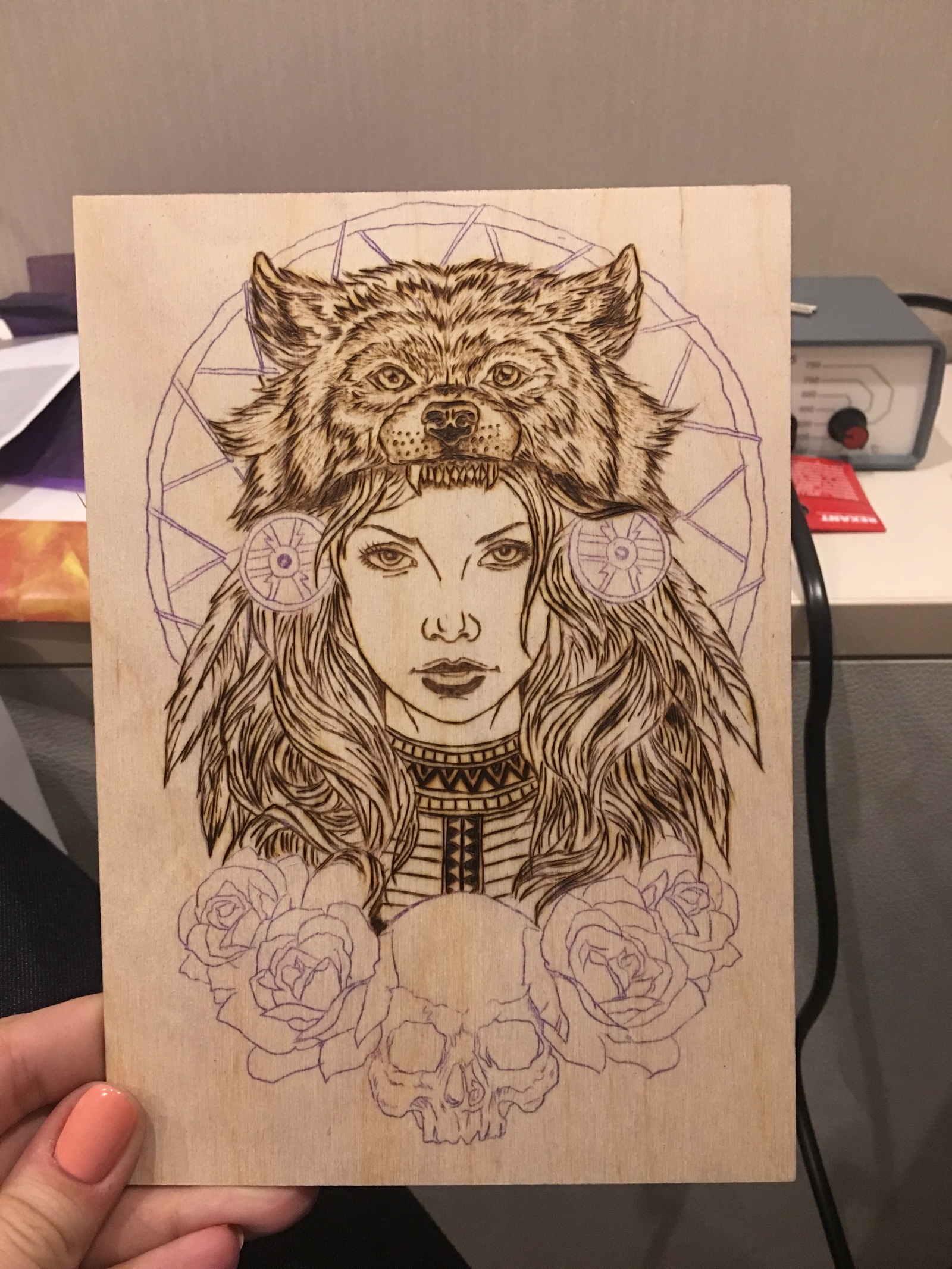 Shaman - My, Needlework, Needlework with process, Pyrography, Longpost, Friday tag is mine