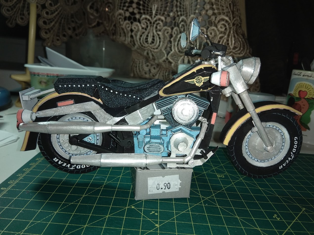 HD Fatboy Paper Model by ABC - My, Paper modeling, Modeling, Stand modeling, , Harley-davidson, Longpost, Papercraft