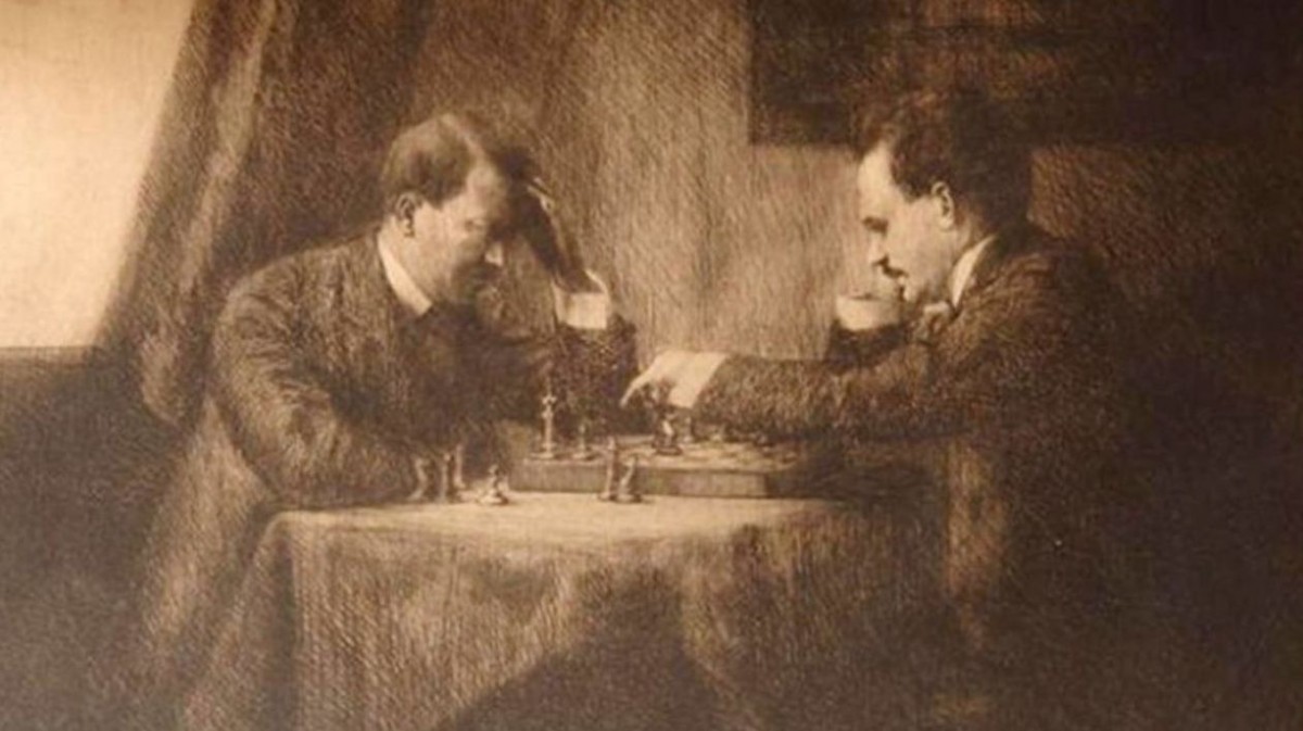 How Lenin and Hitler played chess. - Etching, Lenin, Adolf Gitler, Vein, Chess, Longpost