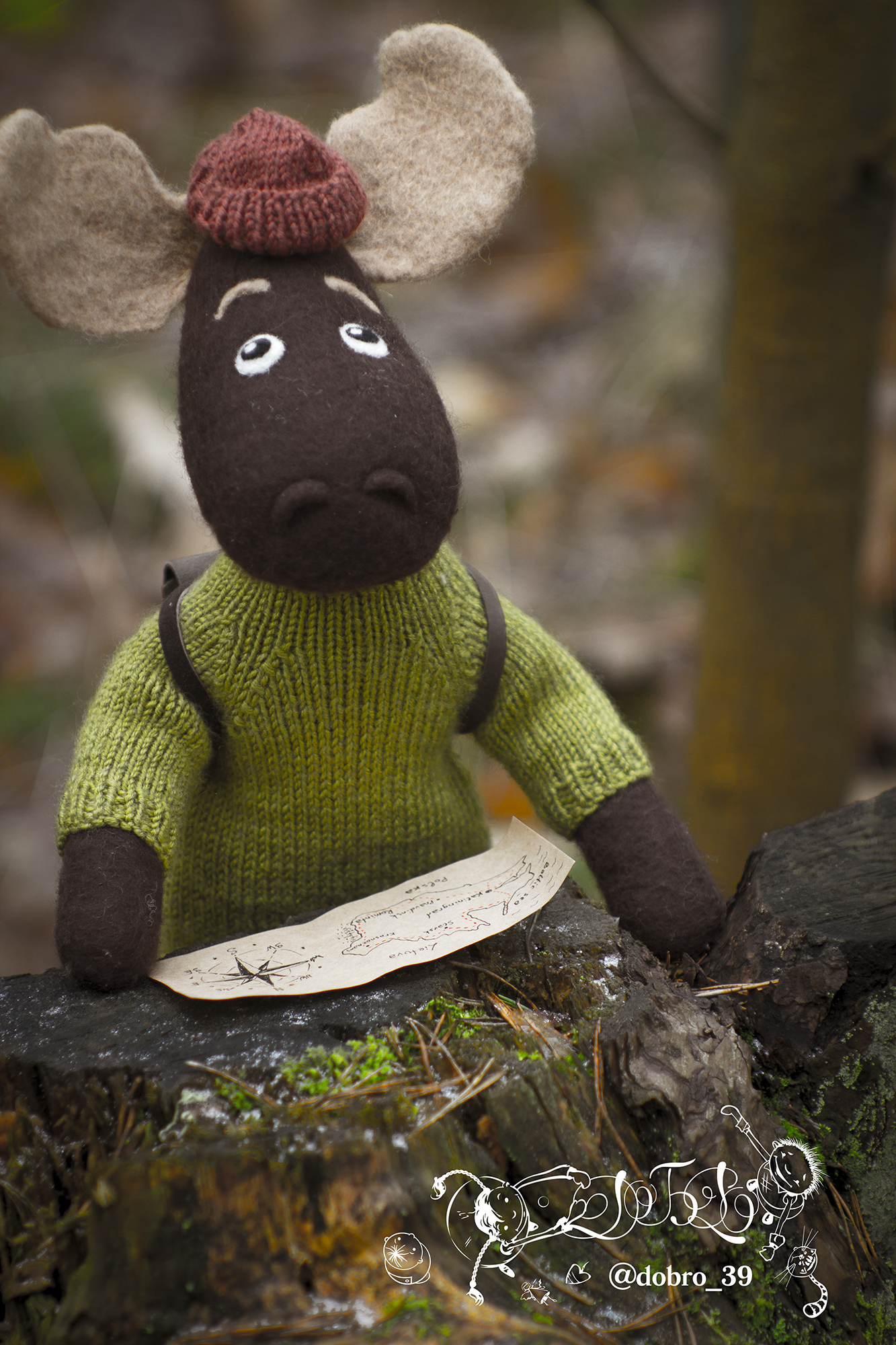 Moose - traveler - My, Handmade, Elk, Toys, Wool, , Wallow, Longpost