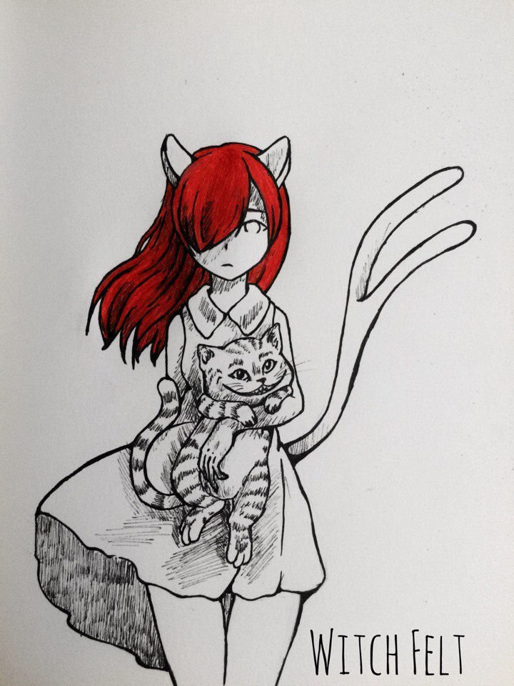 Bakeneko - My, Japan, Girls, Cheshire Cat, Neko, cat, Mythology, Drawing, 