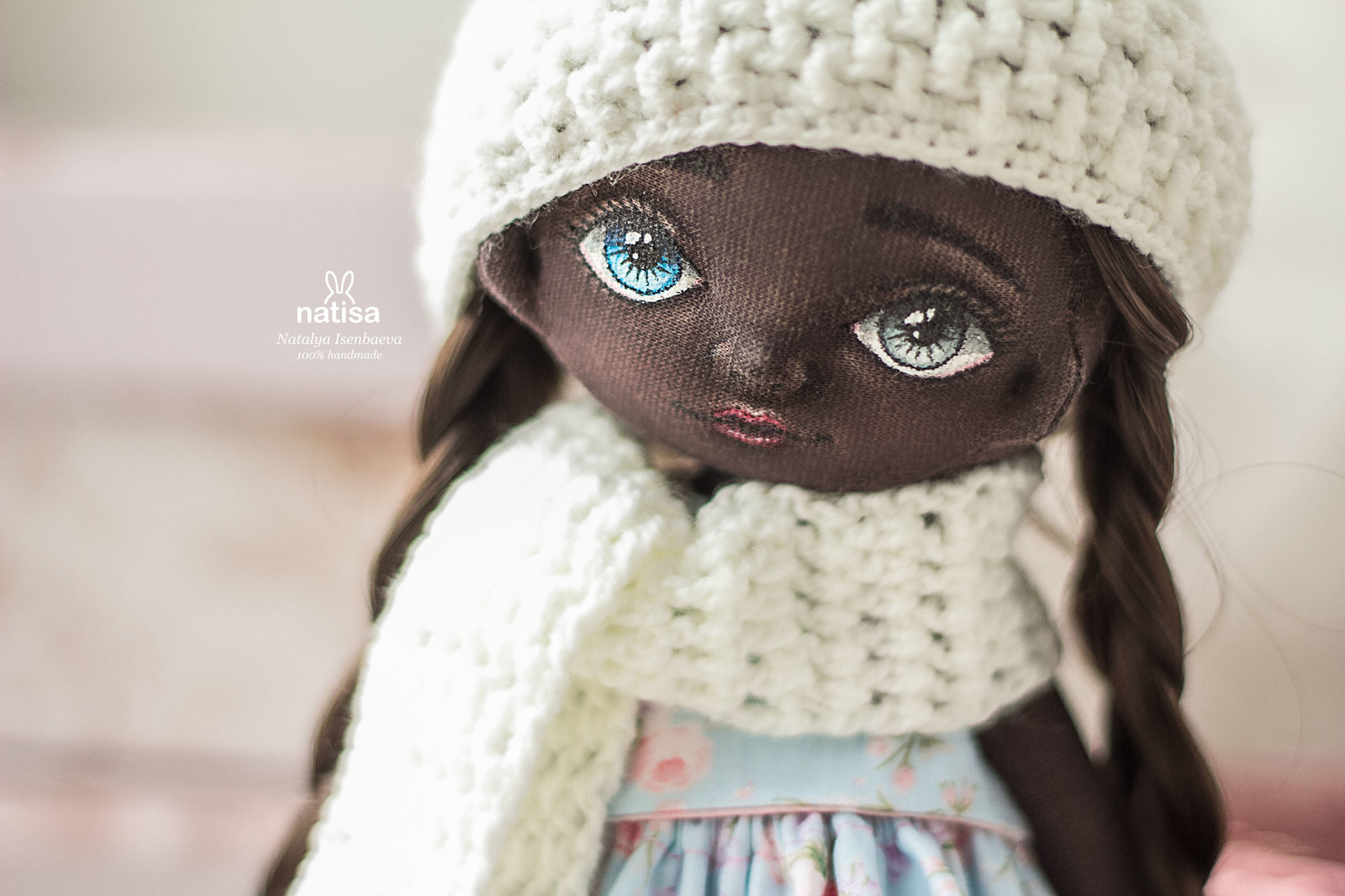 Textile black woman with heterochromia - My, Black people, Doll, Textile doll, Longpost