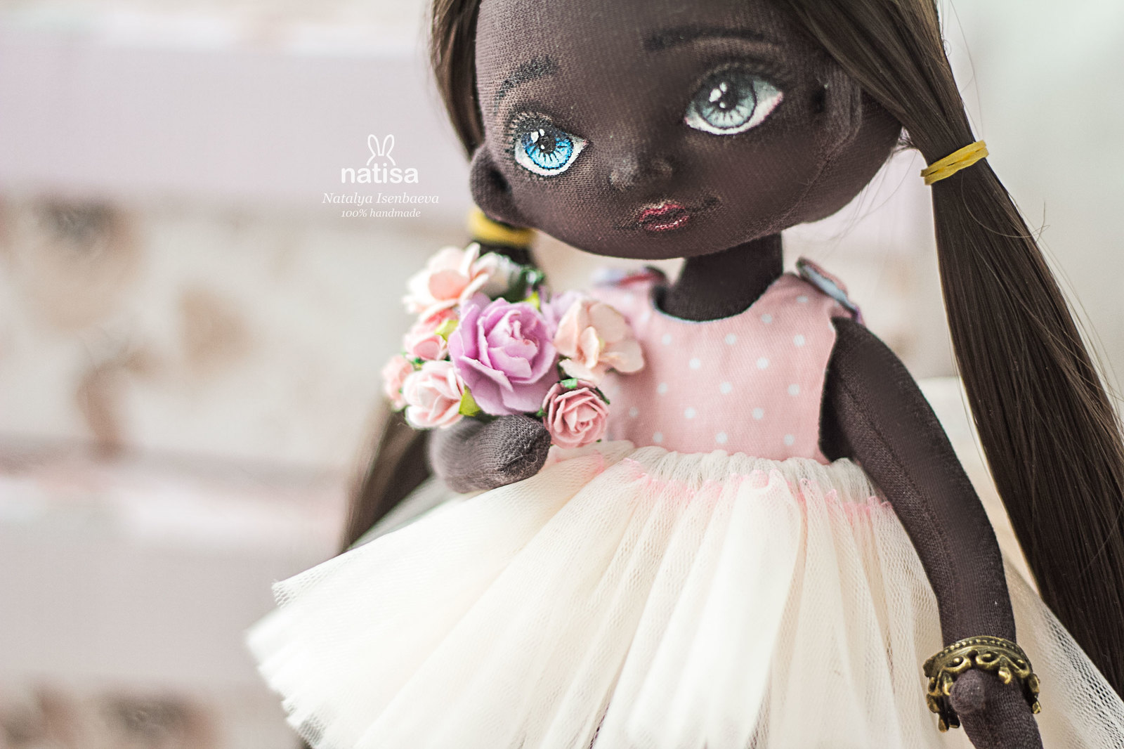 Textile black woman with heterochromia - My, Black people, Doll, Textile doll, Longpost