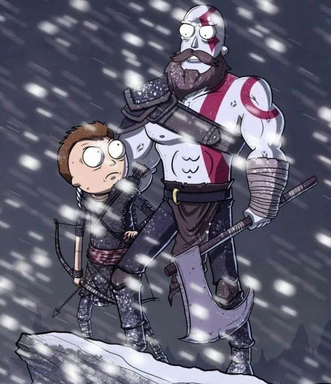 Kratos, what do we do now and how do we get home? - God of war, Rick and Morty, Crossover, Crossover