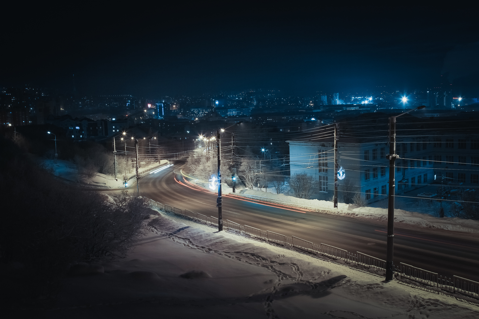 port city - My, The photo, Murmansk, Canon 60d, Winter, polar night, Longpost