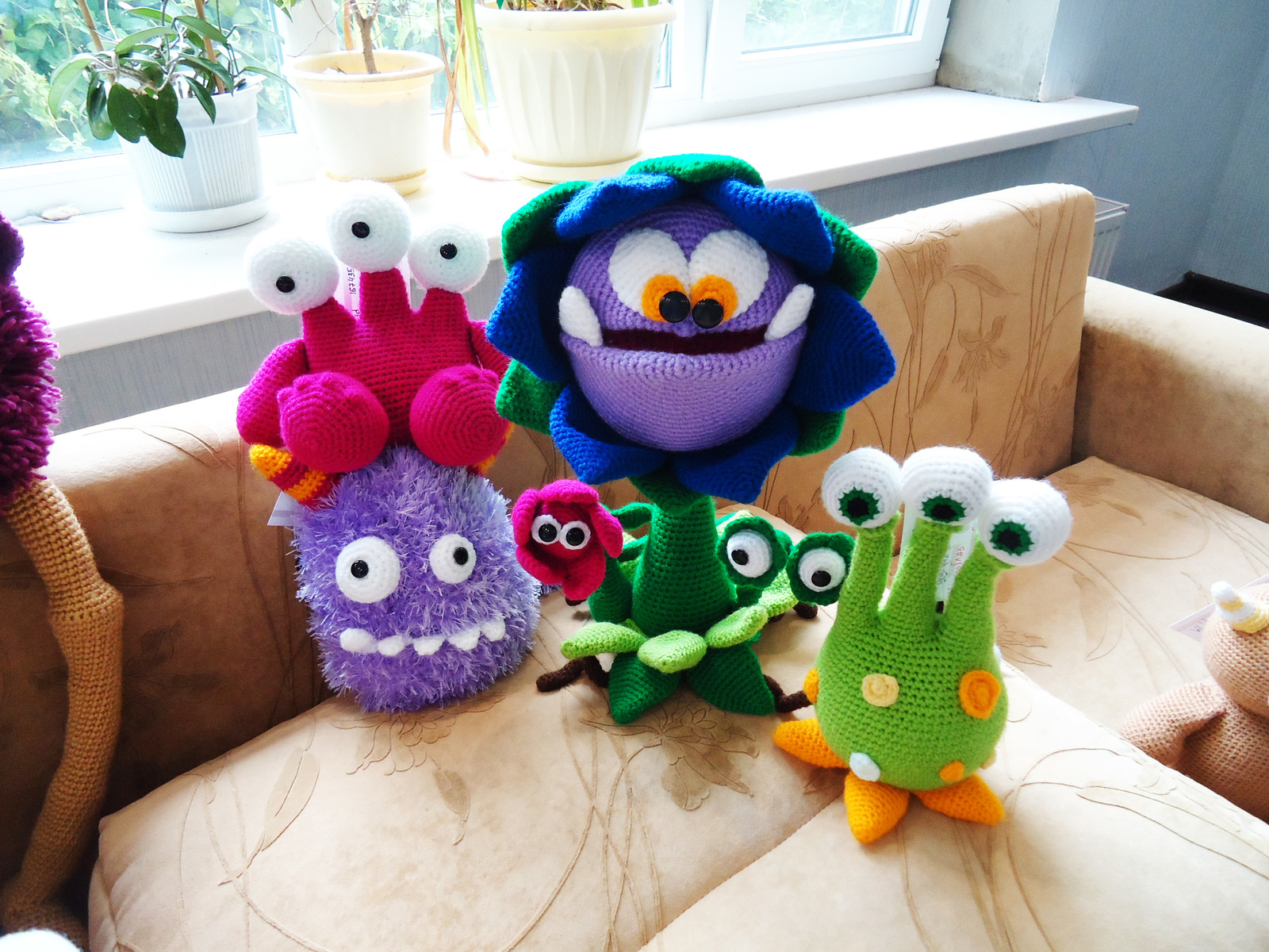 Family photo - My, Handmade, Handmade, Toys, Amigurumi, Monster, Longpost, Presents, , Babayka