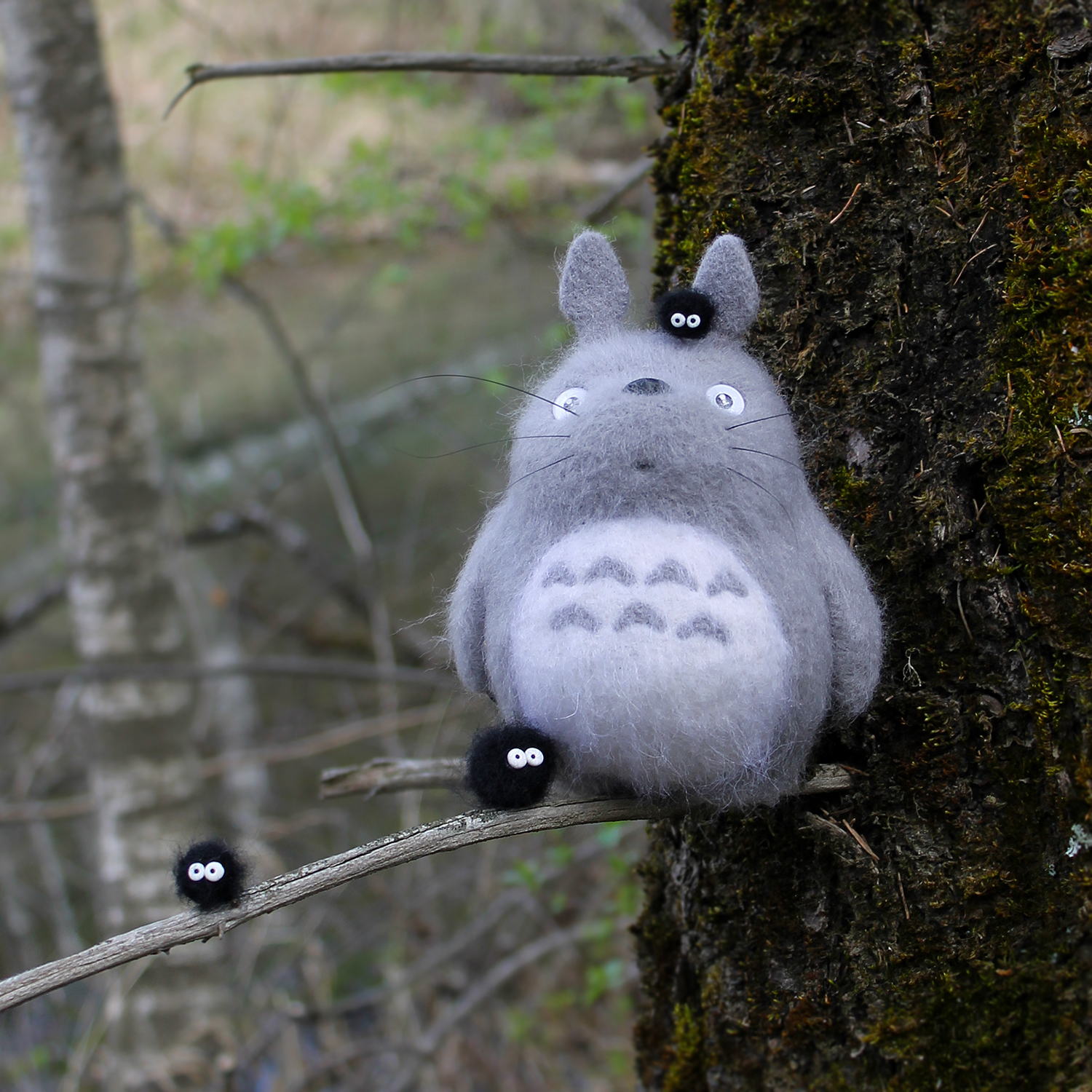 My neighbour - My, Needlework without process, Totoro, Susuwatari, Dry felting, Altai, Handmade, Longpost, Altai Republic