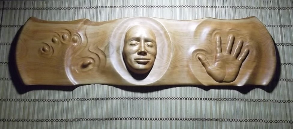 Panel made of wood - My, Wood carving, Panel, , Face, Sculpture, Longpost, 