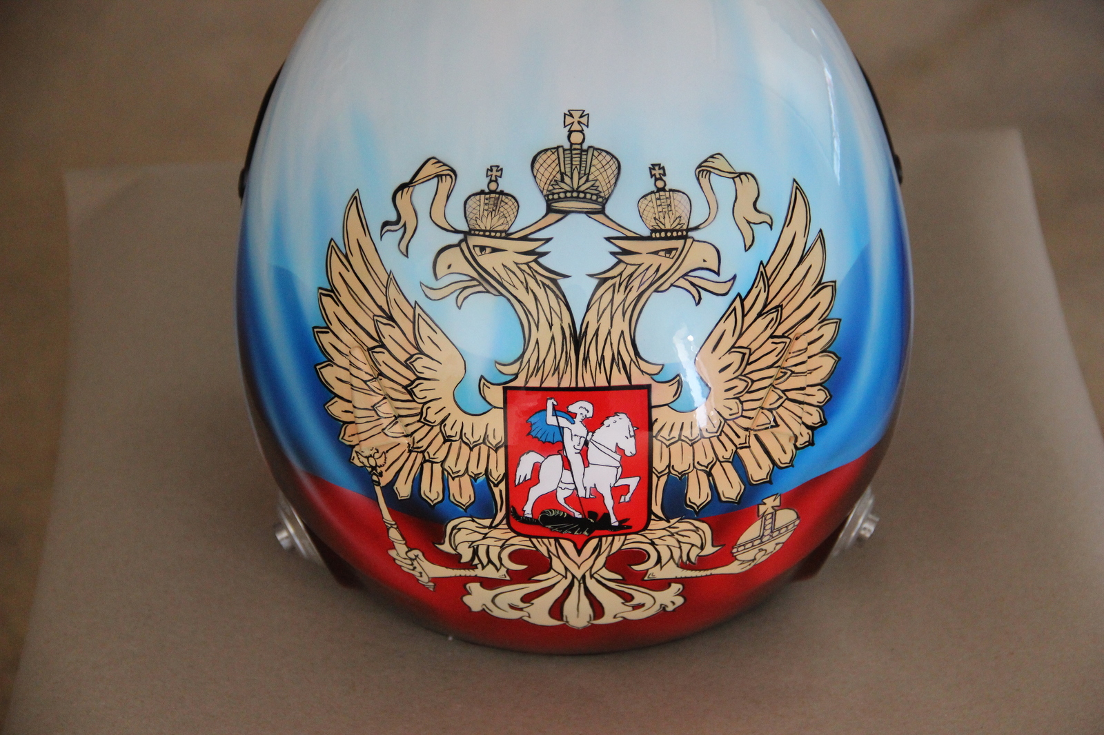 Patriotic airbrushing on the helmet. - My, Airbrushing, Painting, Helmet, Russia, Patriotism, Coat of arms, Kaliningrad, Art39inc, Longpost