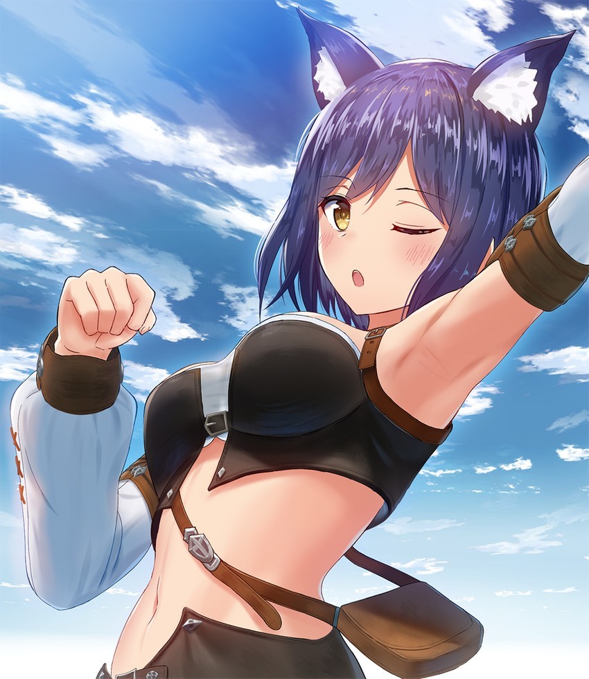 Crossover. - Anime, Not anime, Anime art, Final Fantasy, Nijisanji, Miqote, Shizuka rin, Crossover