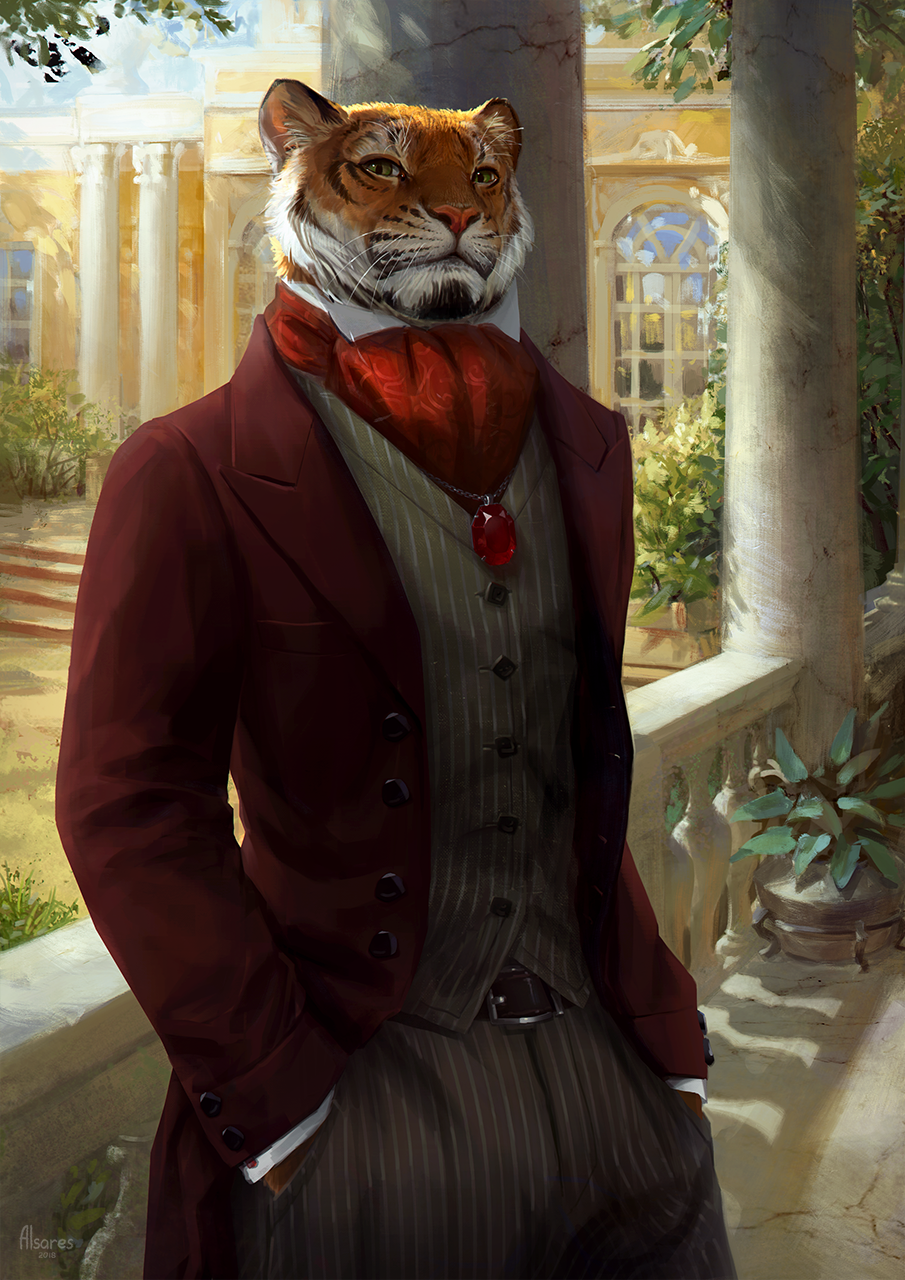 На веранде - Furry Art, Фурри, Furry Tiger, Alsares