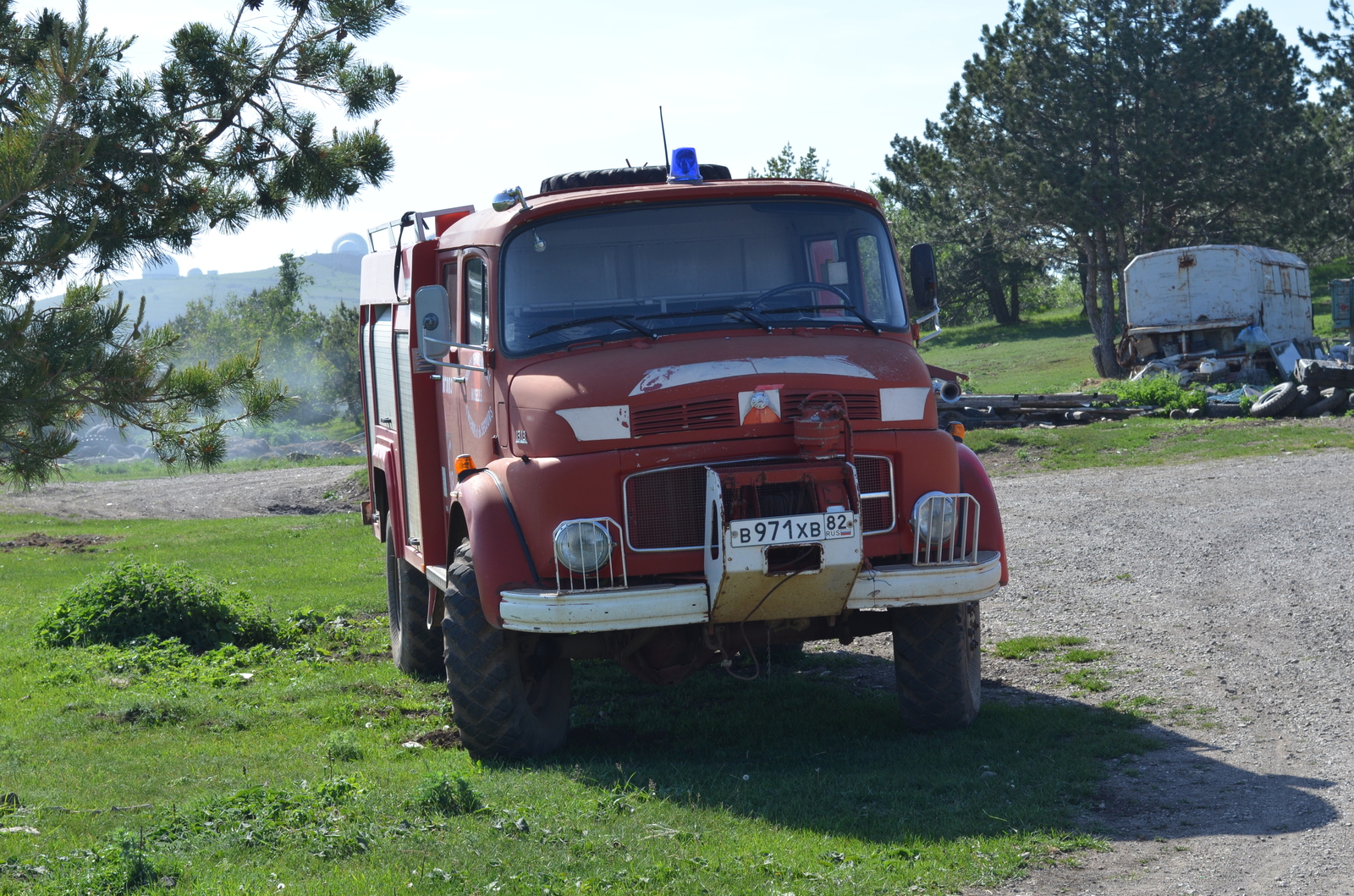 The old man is still at work - My, Rare cars, Ai-Petri, Walk, Fire engine, Longpost