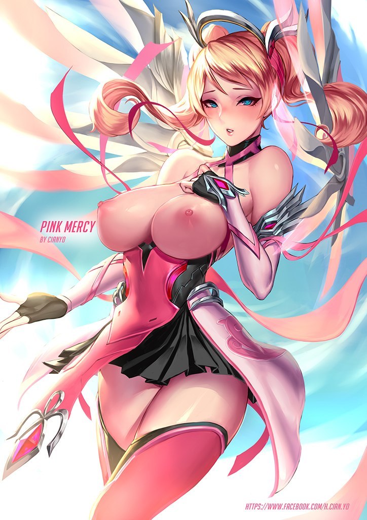 Pink Mercy Art - NSFW, Overwatch, Art, Mercy, Cian yo, Longpost