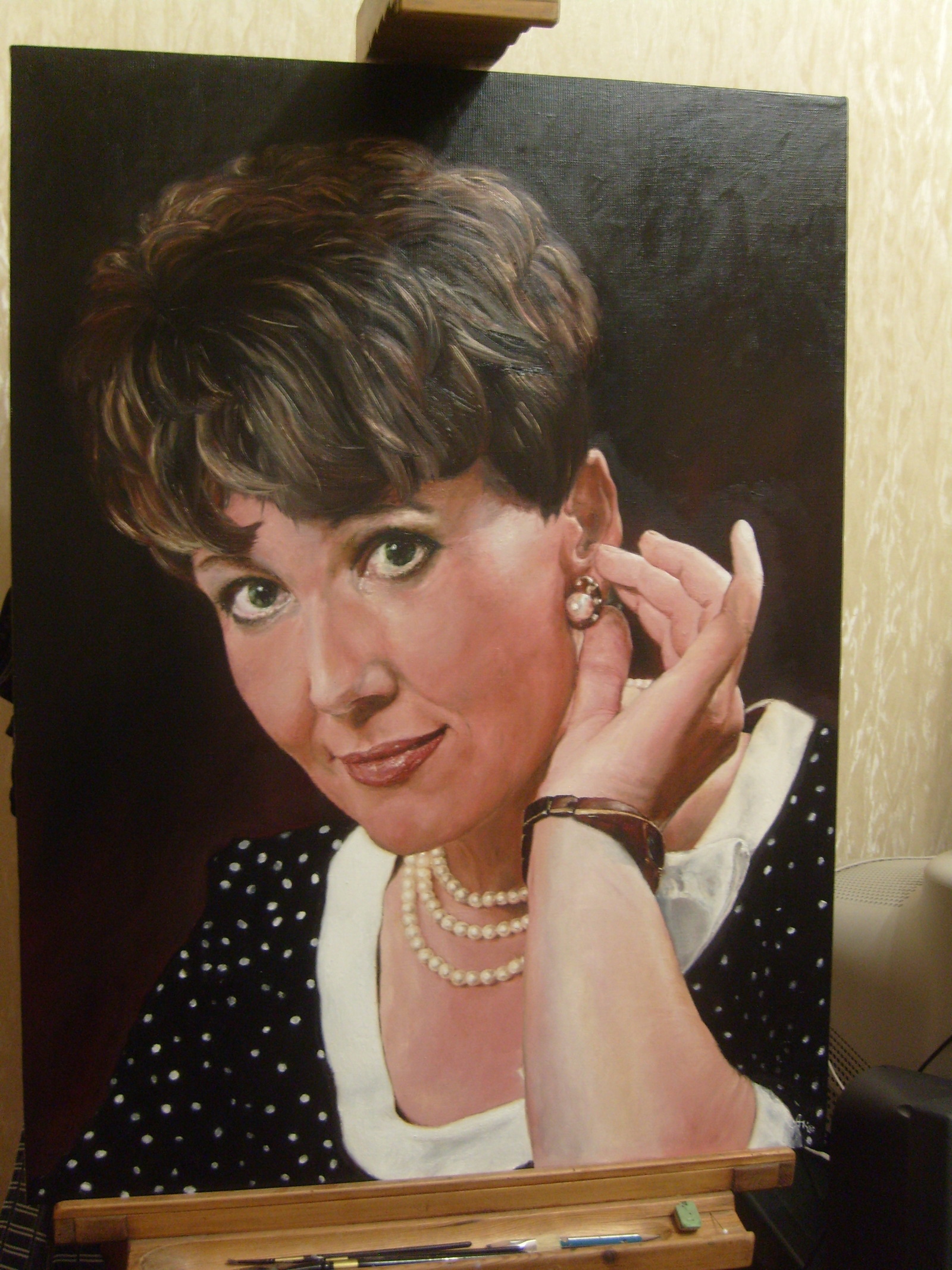 Lady in Beat Style (oil on canvas) - My, Oil painting, Painting, Painting, Butter, Portrait, Female, Women